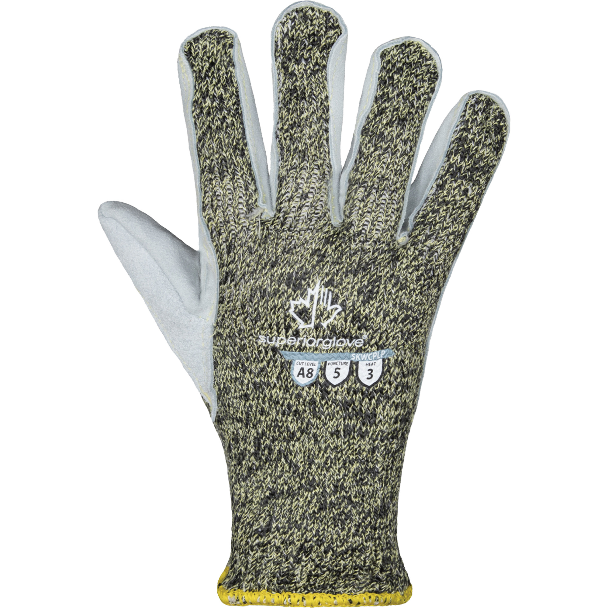 Gants de protection thermique avec paumes en cuir ParaActivMC SKWCPLP, Taille Moyen, Calibre 7, Enveloppe en ParaActivMC, ASTM ANSI niveau A8