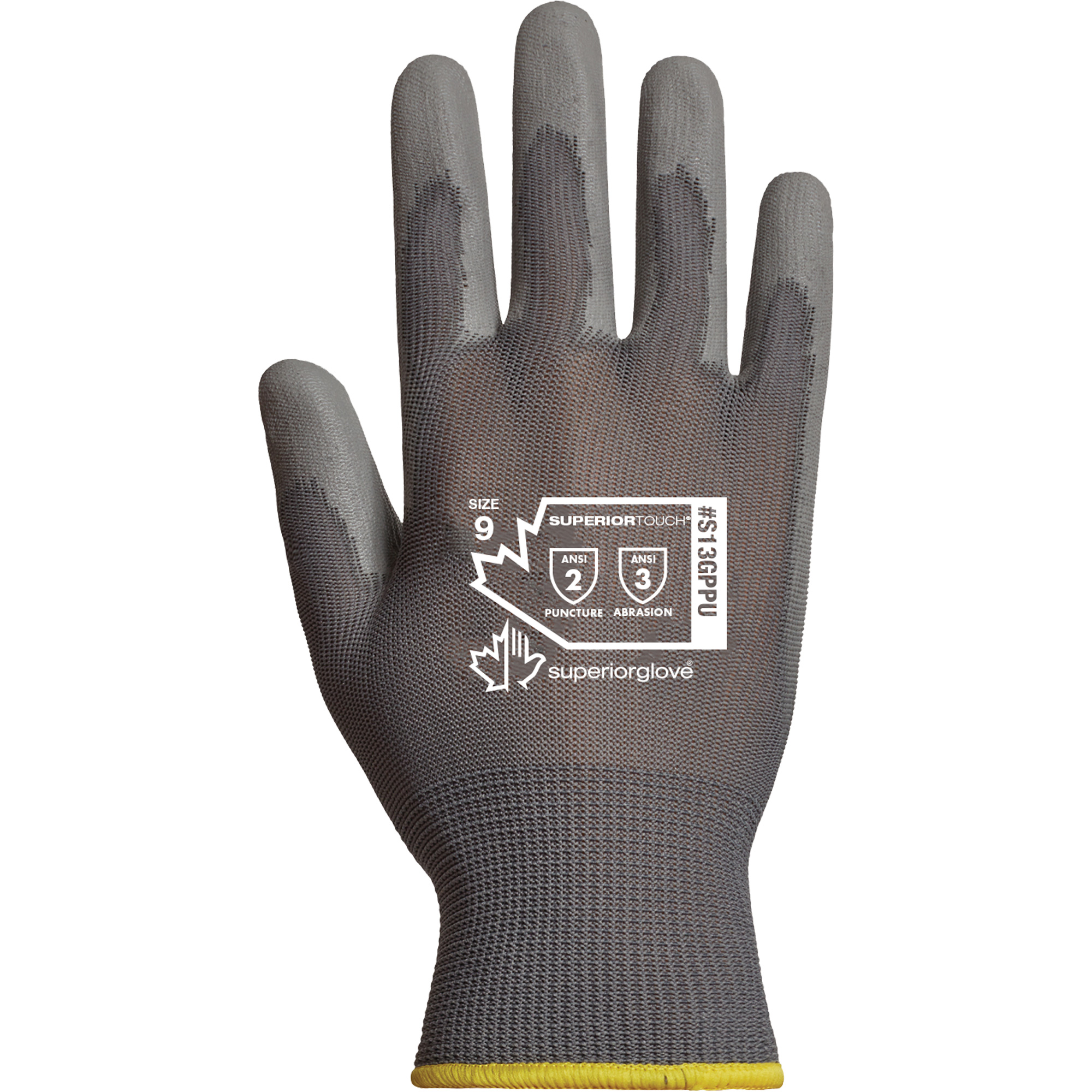 Gants de tricot Superior TouchMD, 10/T-Grand, Rêvetement Polyuréthane, Calibre 13, Enveloppe en Polyester