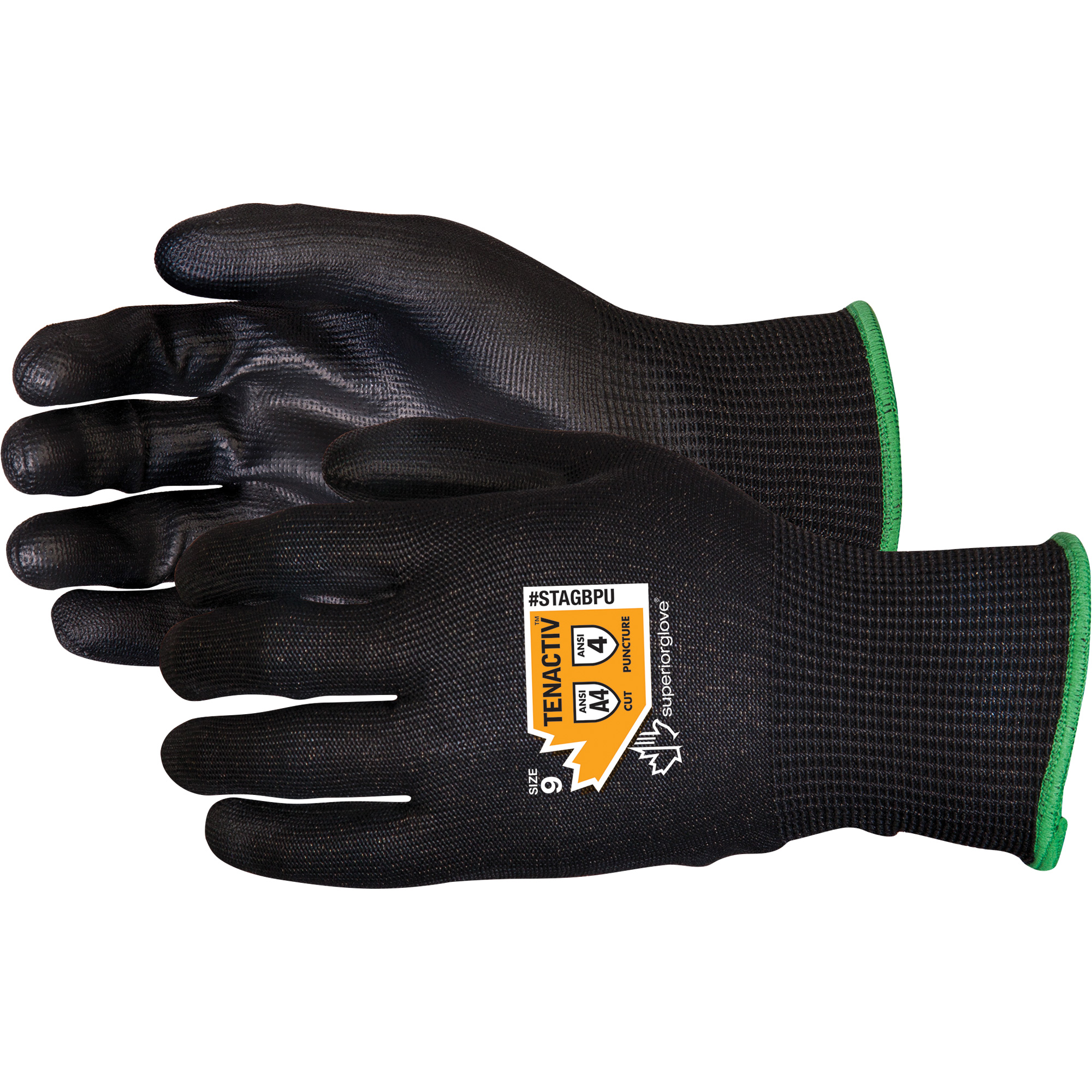 Gants en fibre de filament composite, Taille 9, Calibre 13, Revêtement Polyuréthane, Enveloppe en TenActivMC, ANSI/ISEA 105 niveau 4