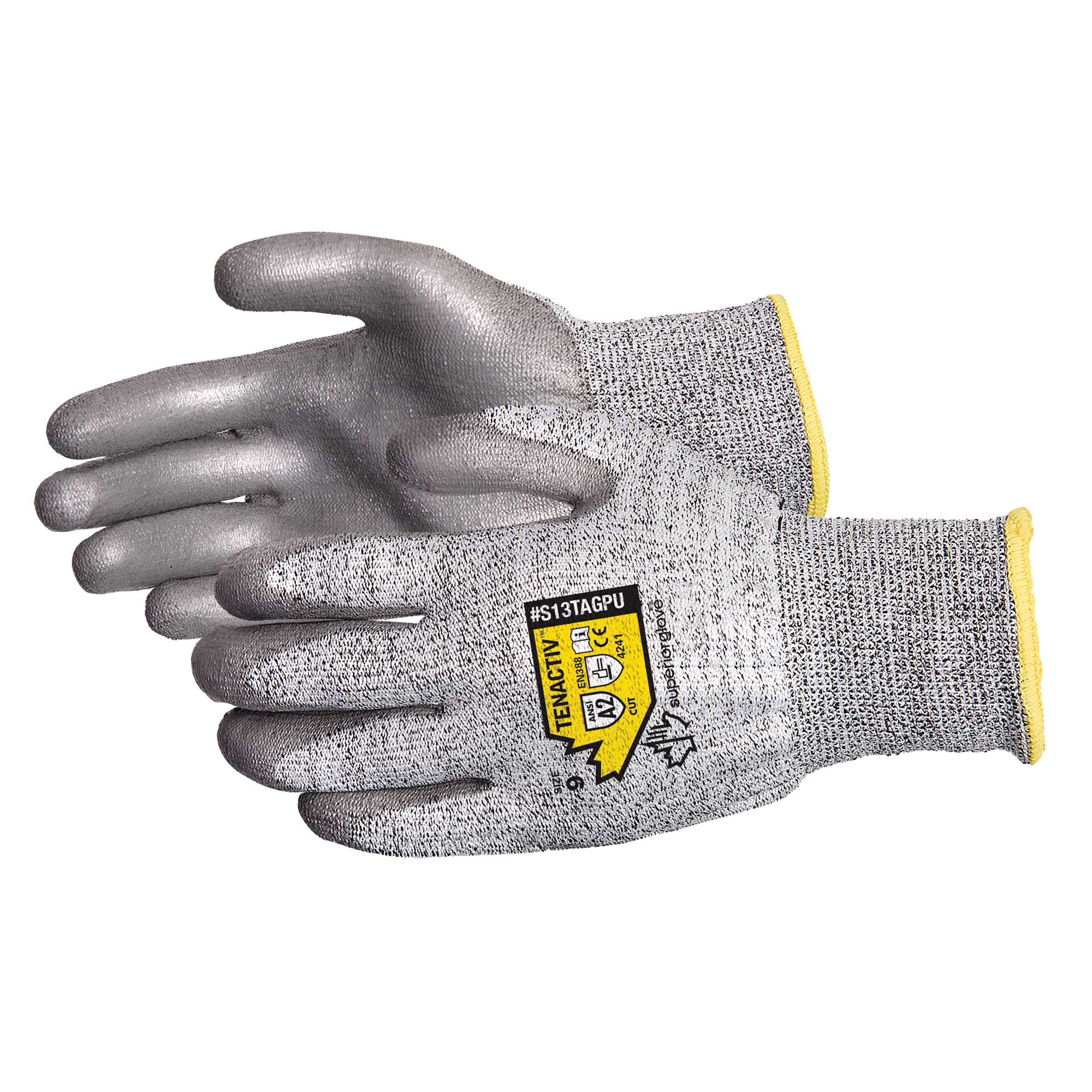 Gants en tricot composite, Taille 6/T-petit, Calibre 13, Revêtement Polyuréthane, Enveloppe en Aramide, ANSI/ISEA 105 niveau 2