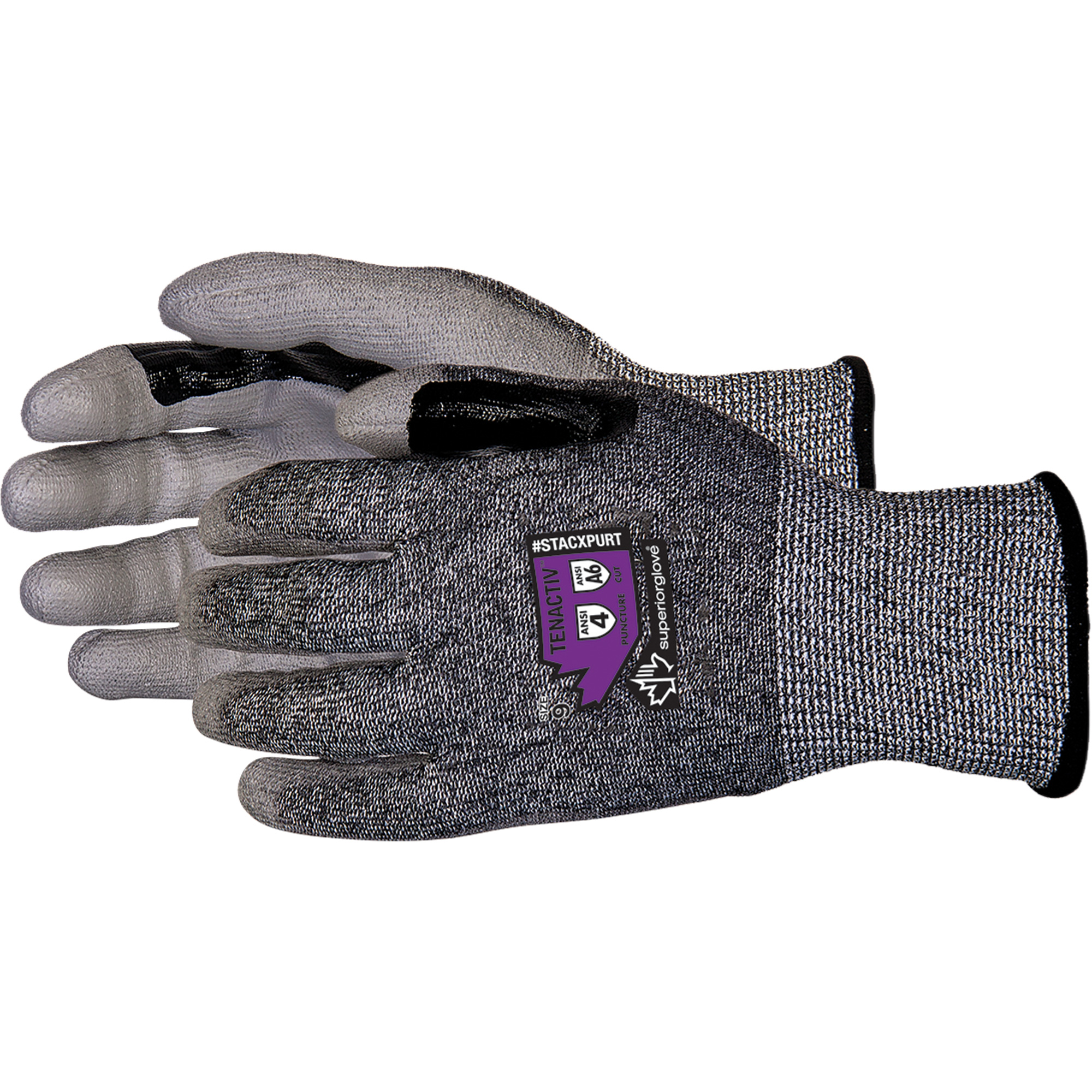 Gants en tricot de composite résistant aux coupures, Taille 5, Calibre 13, Revêtement Polyuréthane, Enveloppe en TenActivMC, ASTM ANSI niveau A6