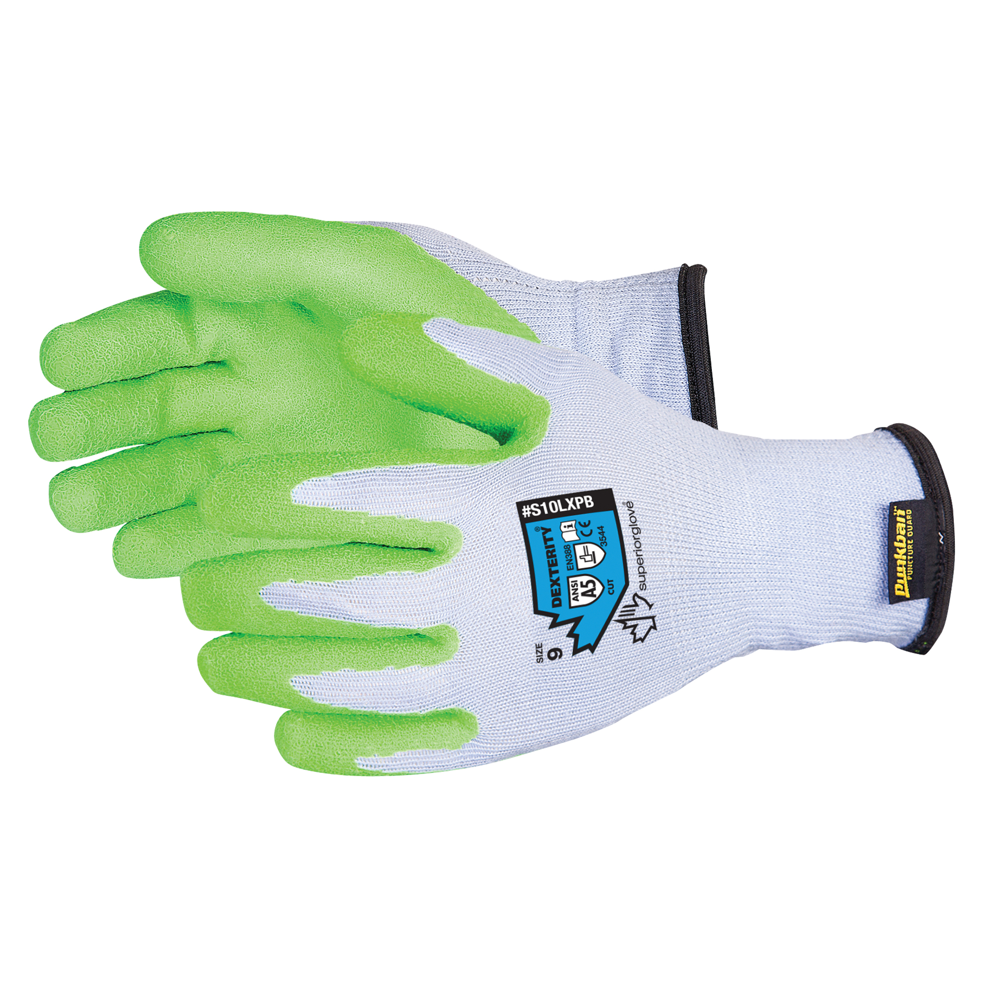 Gants en tricot DexterityMD, Taille T-Grand/10, Calibre 10, Revêtement Latex de caoutchouc, Enveloppe en PunkbanMC, ANSI/ISEA 105 niveau 5