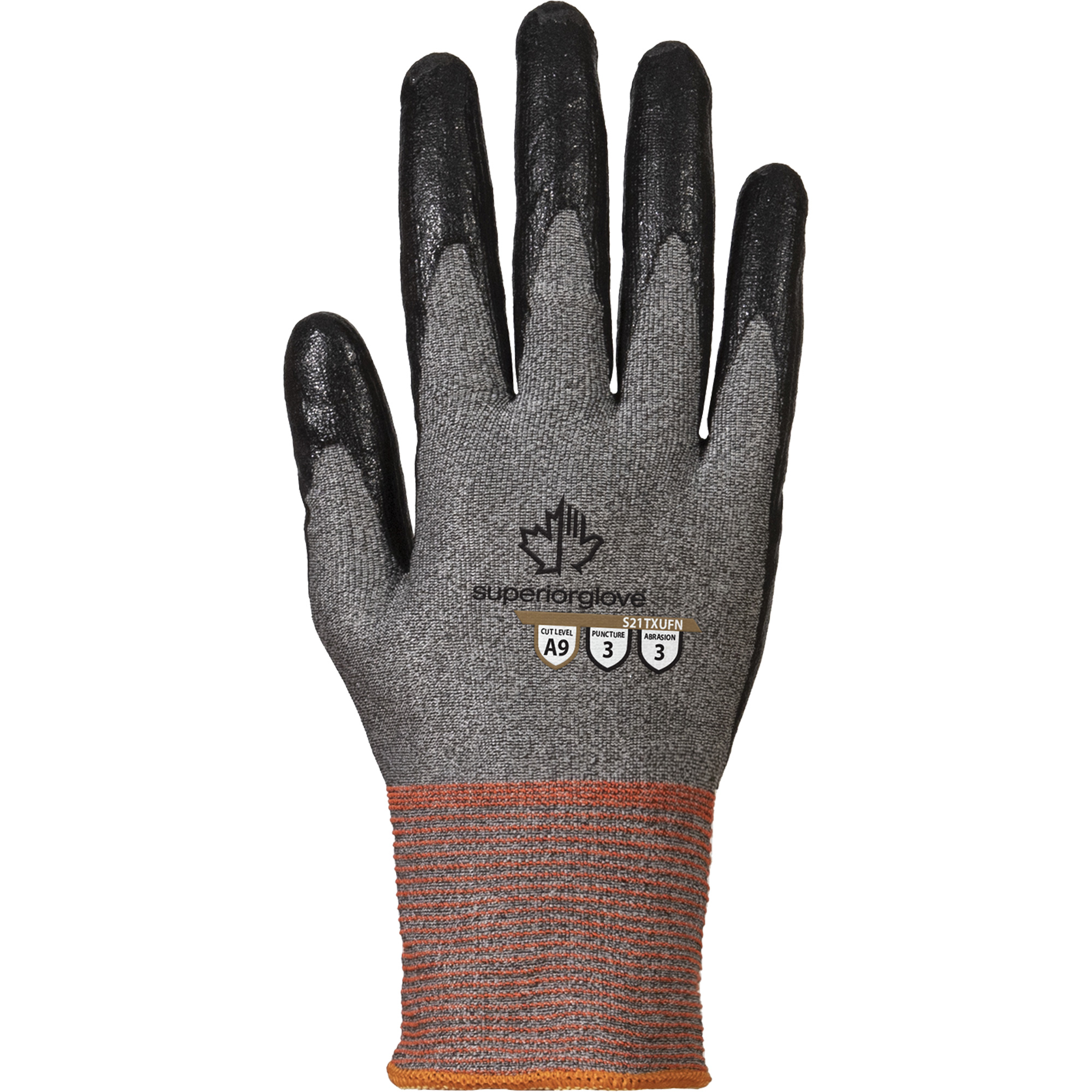 Gants enduits, Taille 12, Calibre 21, Revêtement Nitrile, Enveloppe en TenActivMC, ASTM ANSI niveau A9