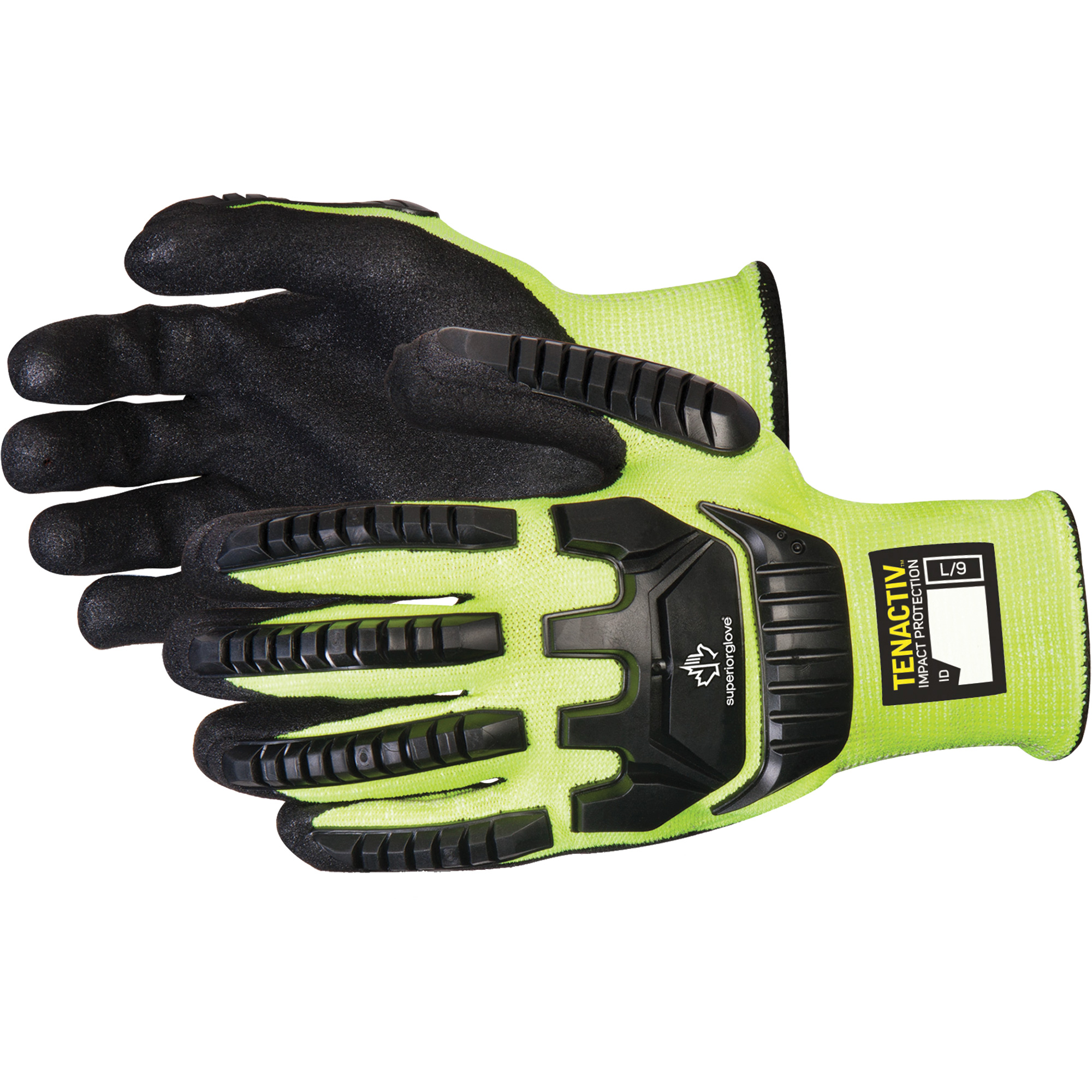 Gants haute visibilité antichocs, Taille 11, Calibre 13, Revêtement Nitrile, Enveloppe en TenActivMC, ASTM ANSI niveau A4