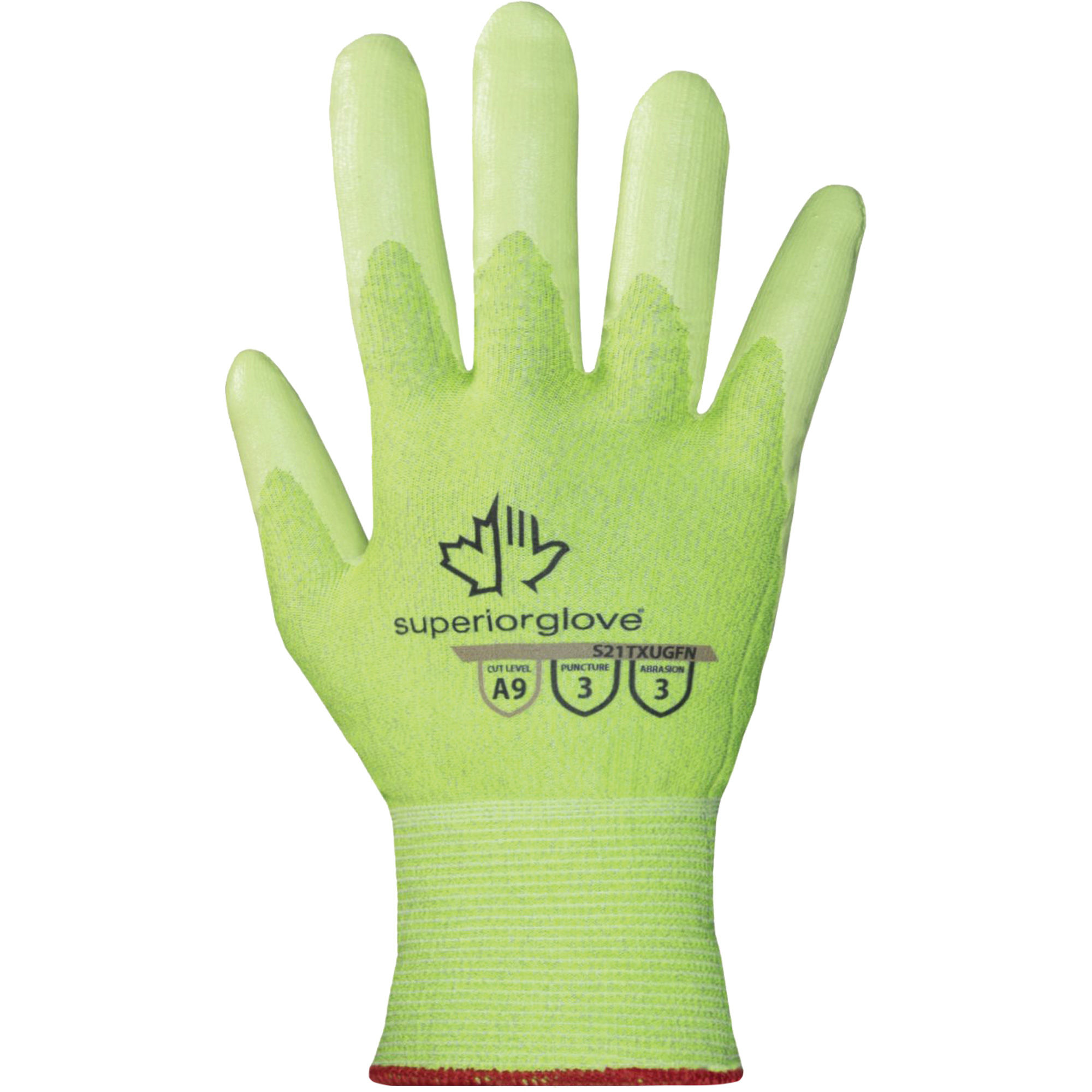 Gants haute visibilité résistants à la coupe S21TXUGFN, Taille Grand/9, Calibre 21, Revêtement Nitrile, Enveloppe en TenActivMC, ASTM ANSI niveau A9