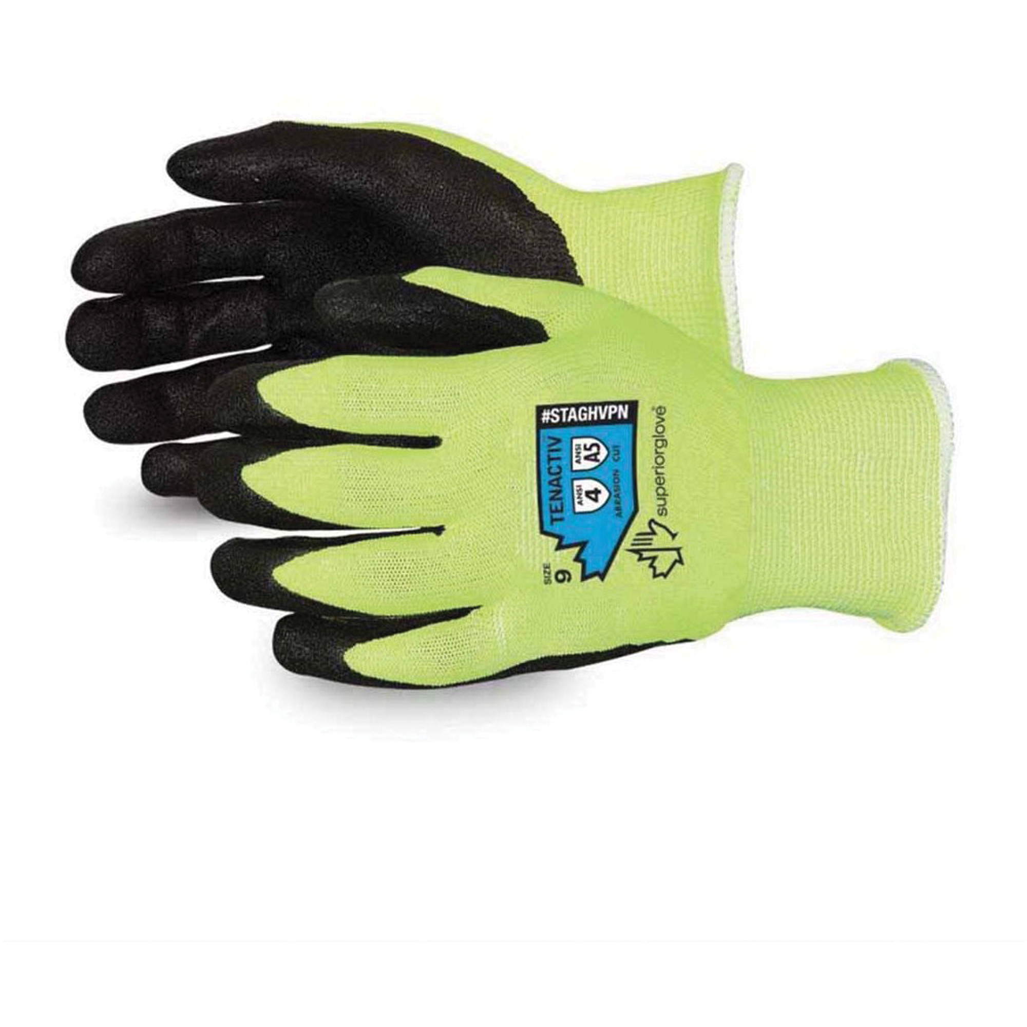 Gants haute visibilité résistants aux coupures, Taille 12, Calibre 18, Revêtement Nitrile, Enveloppe en TenActivMC, ASTM ANSI niveau A5