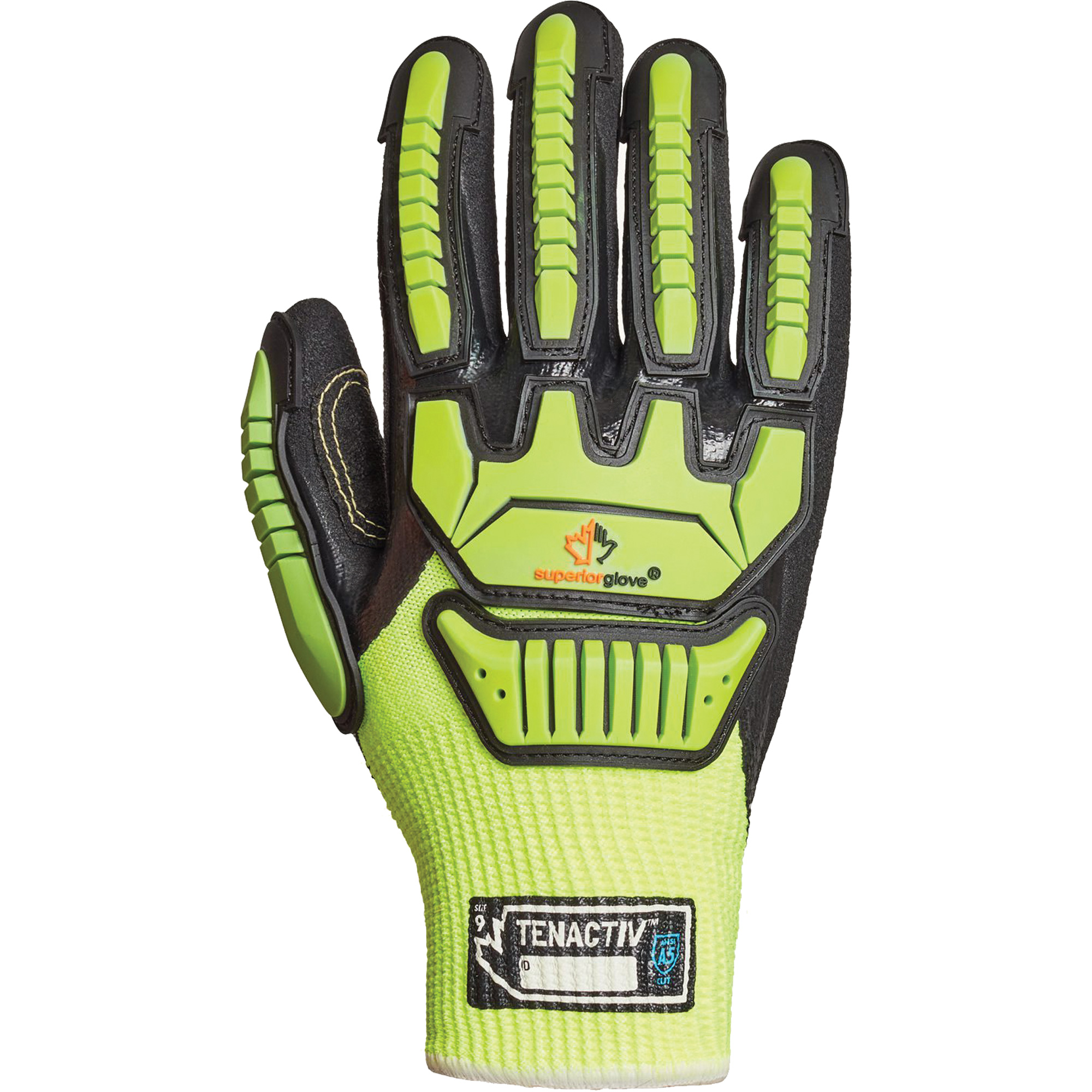 Gants haute-visibilité résistants aux coupures, Taille 2T-Grand/11, Calibre 10, Revêtement Nitrile, Enveloppe en TenActivMC, ASTM ANSI niveau A5