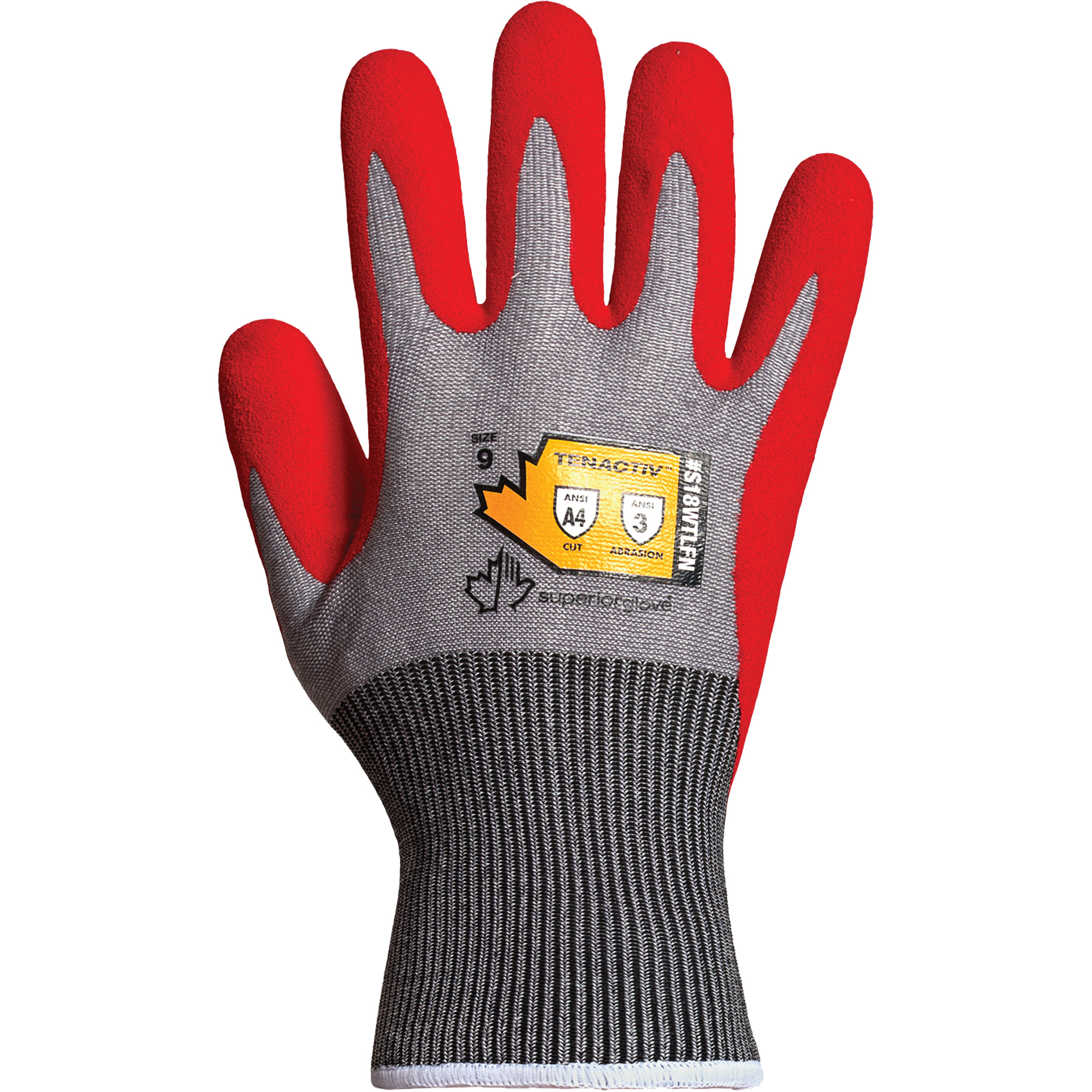 Gants imperméables résistant aux coupures, Taille 12, Calibre 18, Revêtement Mousse de nitrile, Enveloppe en TenActivMC, ASTM ANSI niveau A4