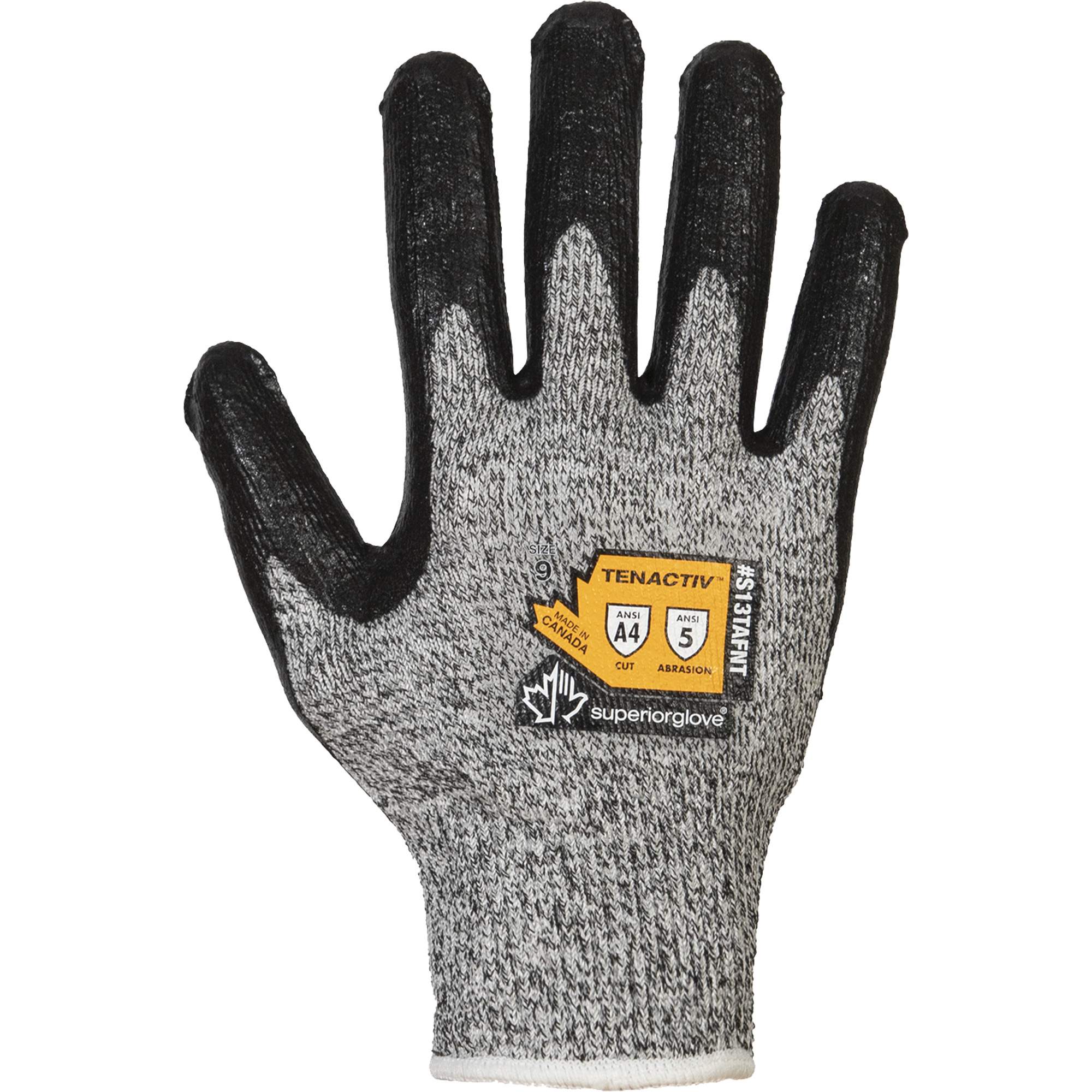 Gants résistant aux coupures, Taille 9, Calibre 13, Revêtement Mousse de nitrile, Enveloppe en TenActivMC, ASTM ANSI niveau A4
