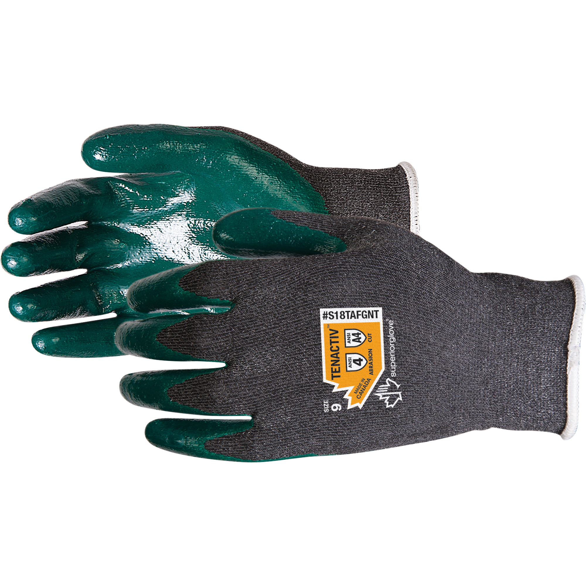 Gants résistant aux coupures, Taille 9, Calibre 18, Revêtement ZedCoatMC, Enveloppe en TenActivMC, ASTM ANSI niveau A4