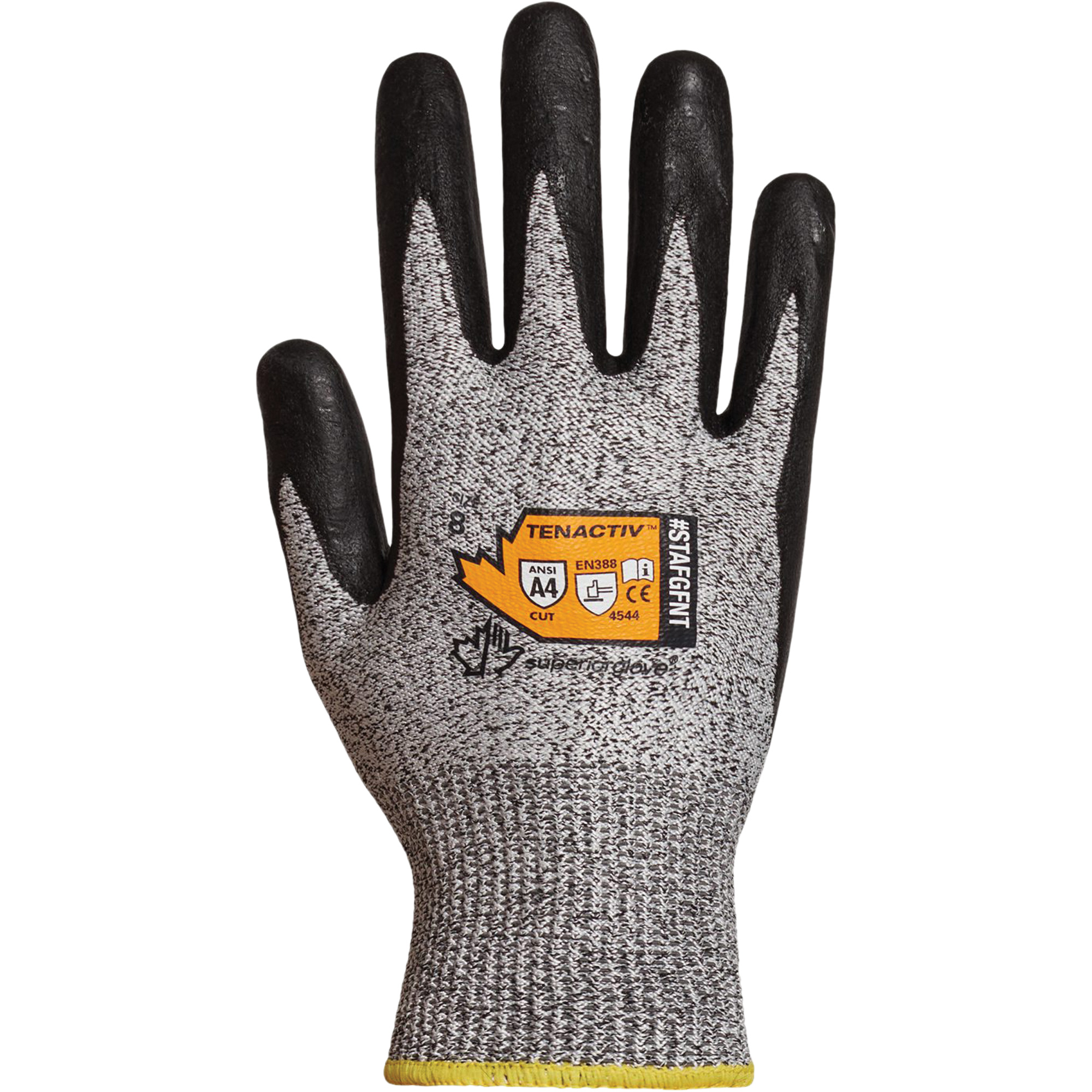 Gants résistant aux coupures, Taille Moyen/8, Calibre 13, Revêtement Mousse de nitrile, Enveloppe en TenActivMC, ANSI/ISEA 105 niveau 4