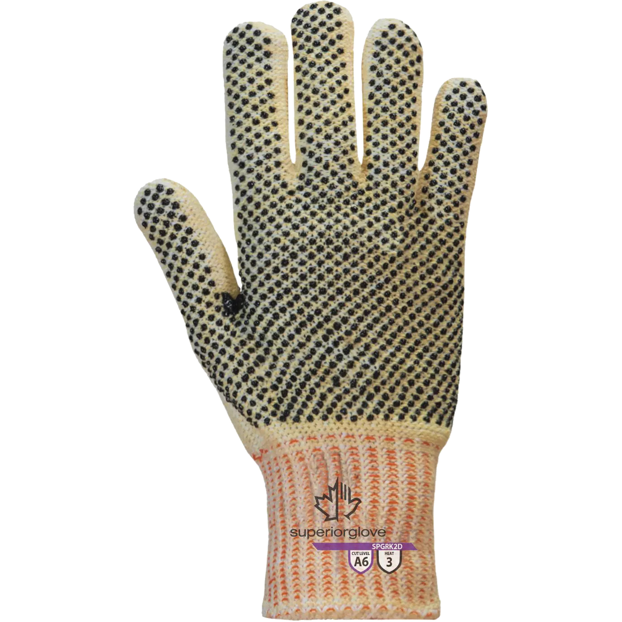 Gants résistants à la coupe ContenderMC SPGRK2D, Taille 2T-Grand, Calibre 7, Revêtement PVC, Enveloppe en KevlarMD/Fil technique, ASTM ANSI niveau A6