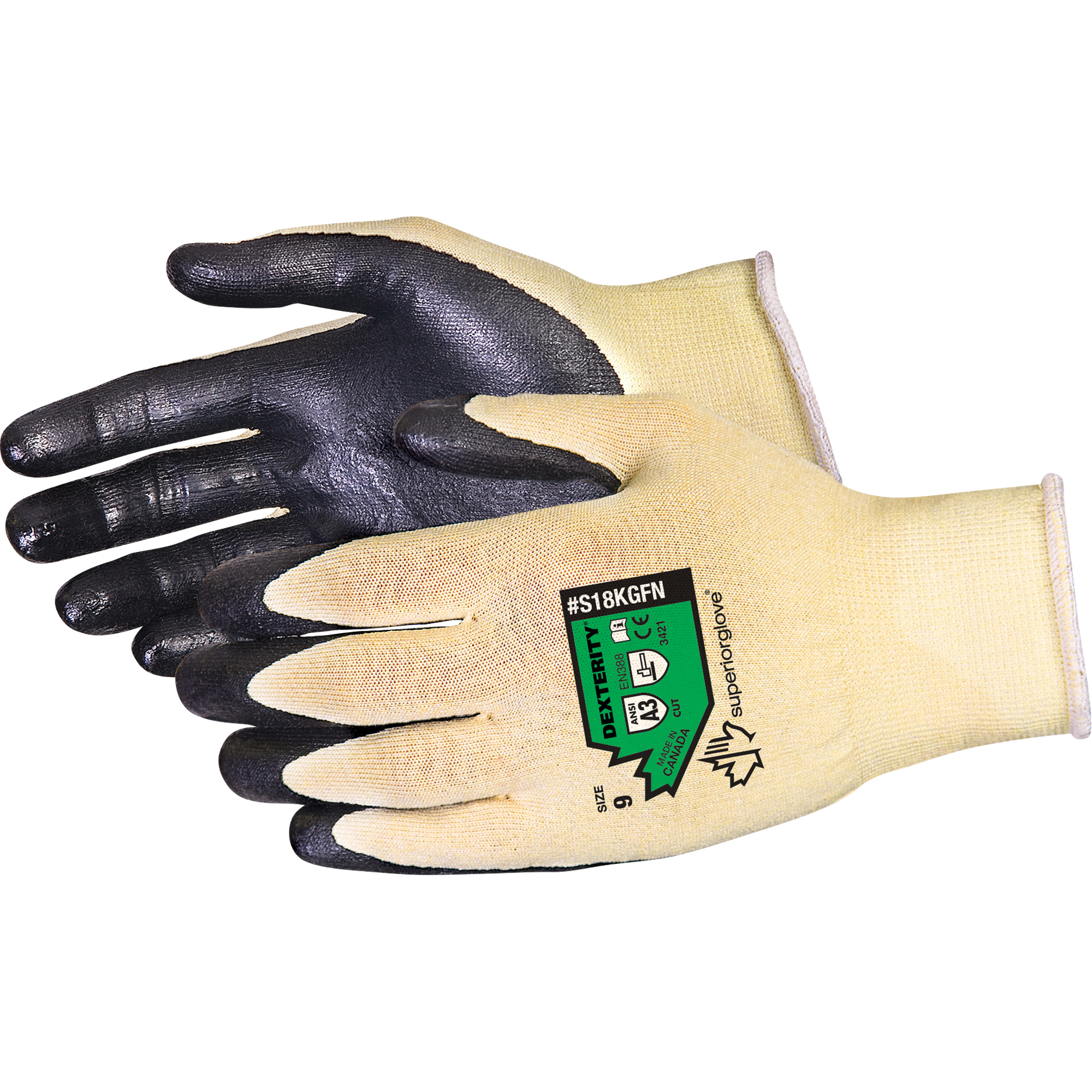 Gants résistants aux coupures DexterityMD, Taille 5, Calibre 18, Revêtement Mousse de nitrile, Enveloppe en KevlarMD, ASTM ANSI niveau A3