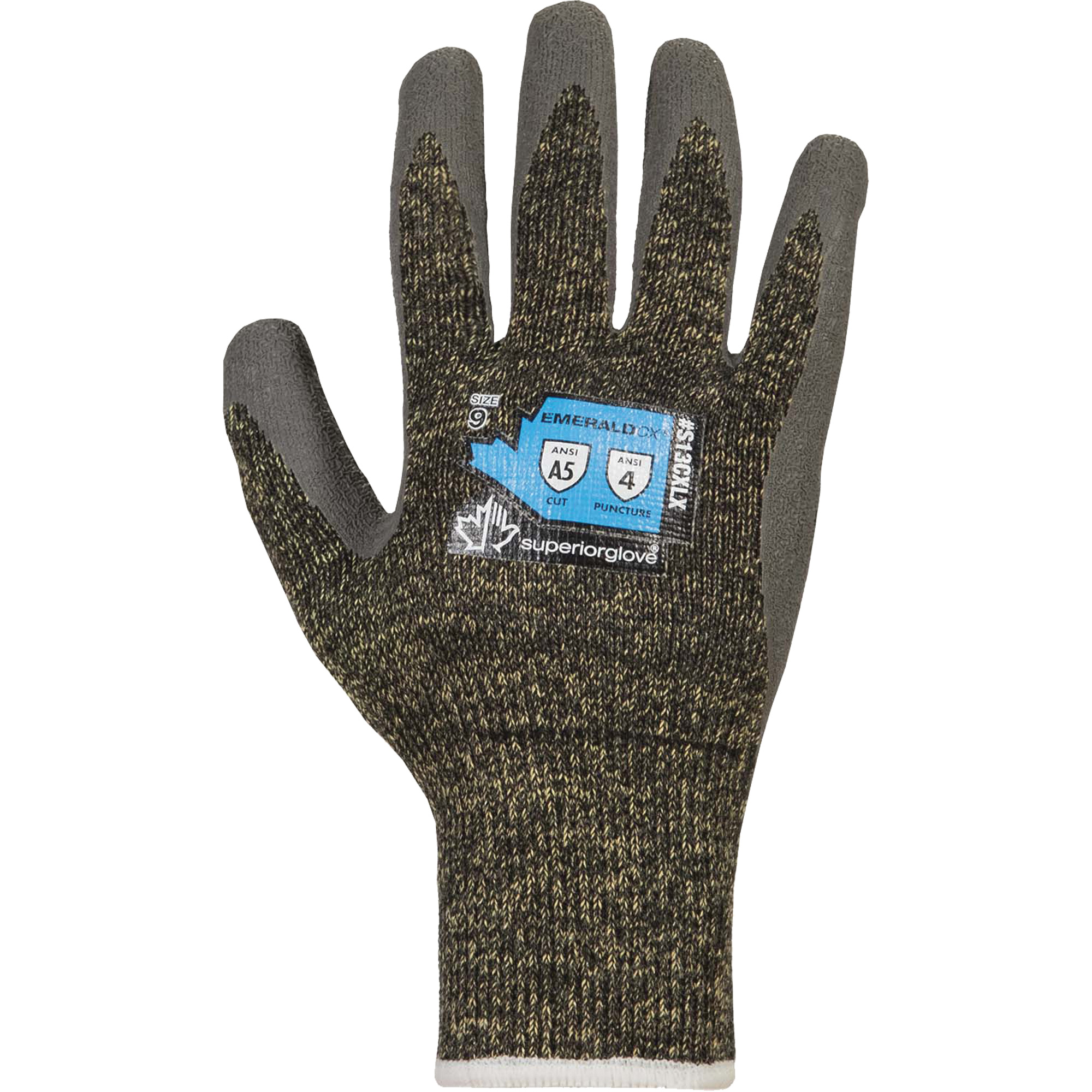 Gants résistants aux coupures Emerald CXMD, Taille 11, Calibre 13, Revêtement Latex de caoutchouc, Enveloppe en Acier inoxydable/KevlarMD, ASTM ANSI niveau A5
