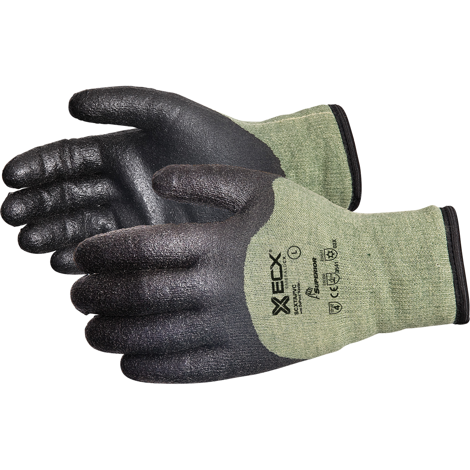 Gants résistants aux coupures Emerald CXMD, Taille 2T-Grand/11, Calibre 13, Revêtement PVC, Enveloppe en Acier inoxydable/KevlarMD, EN 388 niveau 4
