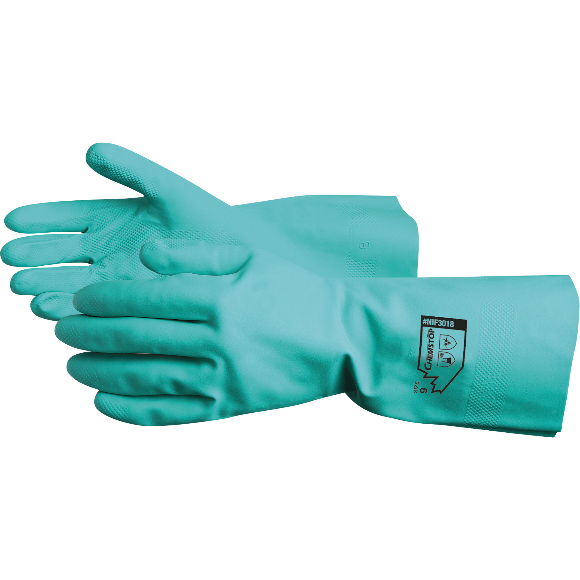 Gants résistants aux produits chimiques ChemstopMC, Taille 10, 12" lo, Nitrile, Doublure en Ouatée, 15 mils