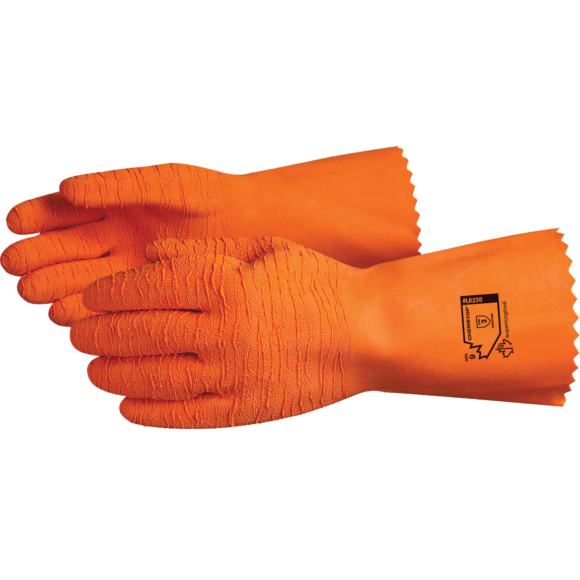 Gants résistants aux produits chimiques ChemstopMC, Taille 8, 12" lo, Latex, Doublure en Jersey de coton