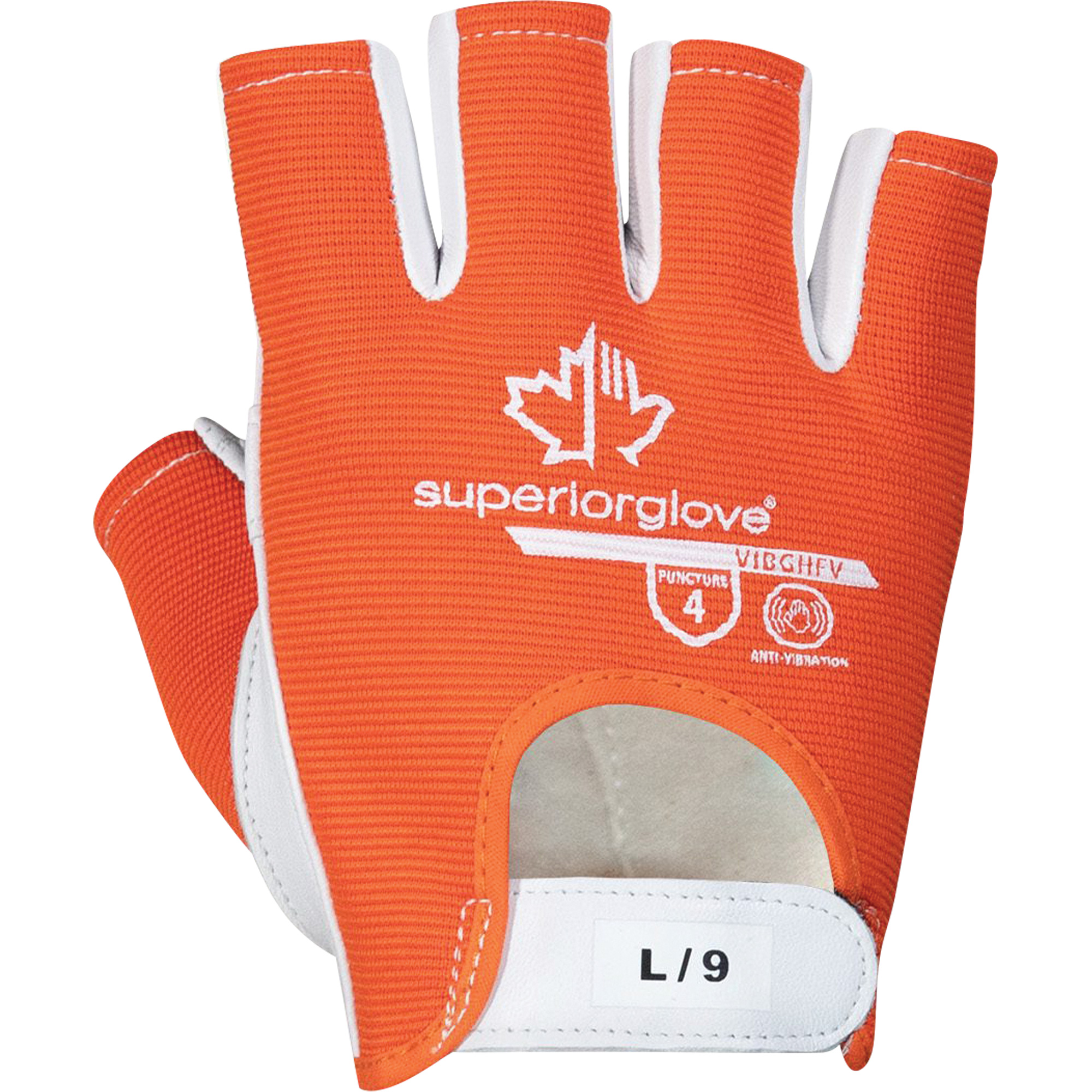 Gants VibrastopMC demi-doigts antivibrations, Taille Grand, Paume Chèvre