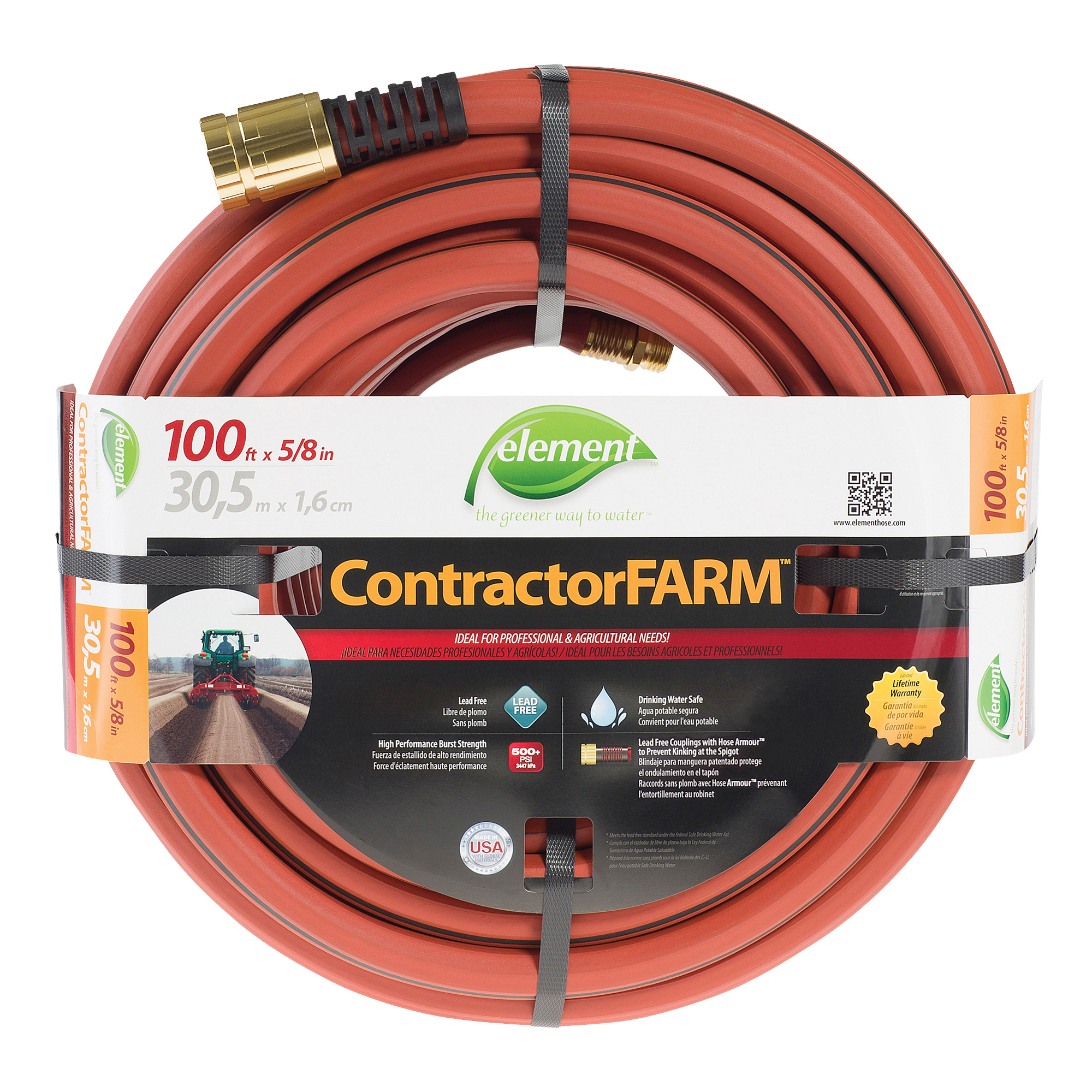 Boyau d'arrosage pour entrepreneur/FARMMC, PVC, 5/8" dia x 100'