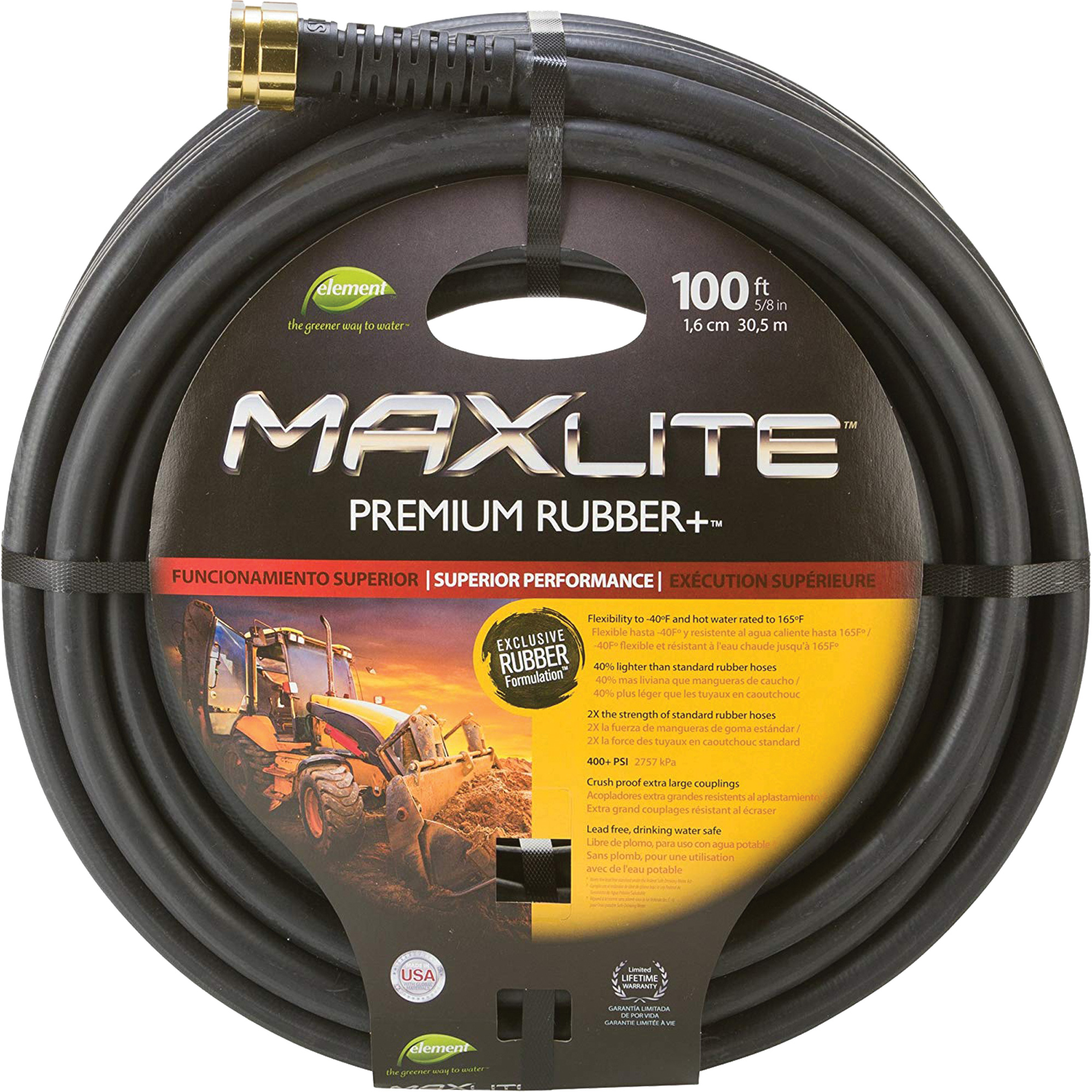Boyaux pour usage commercial, Caoutchouc, 5/8" dia x 100'