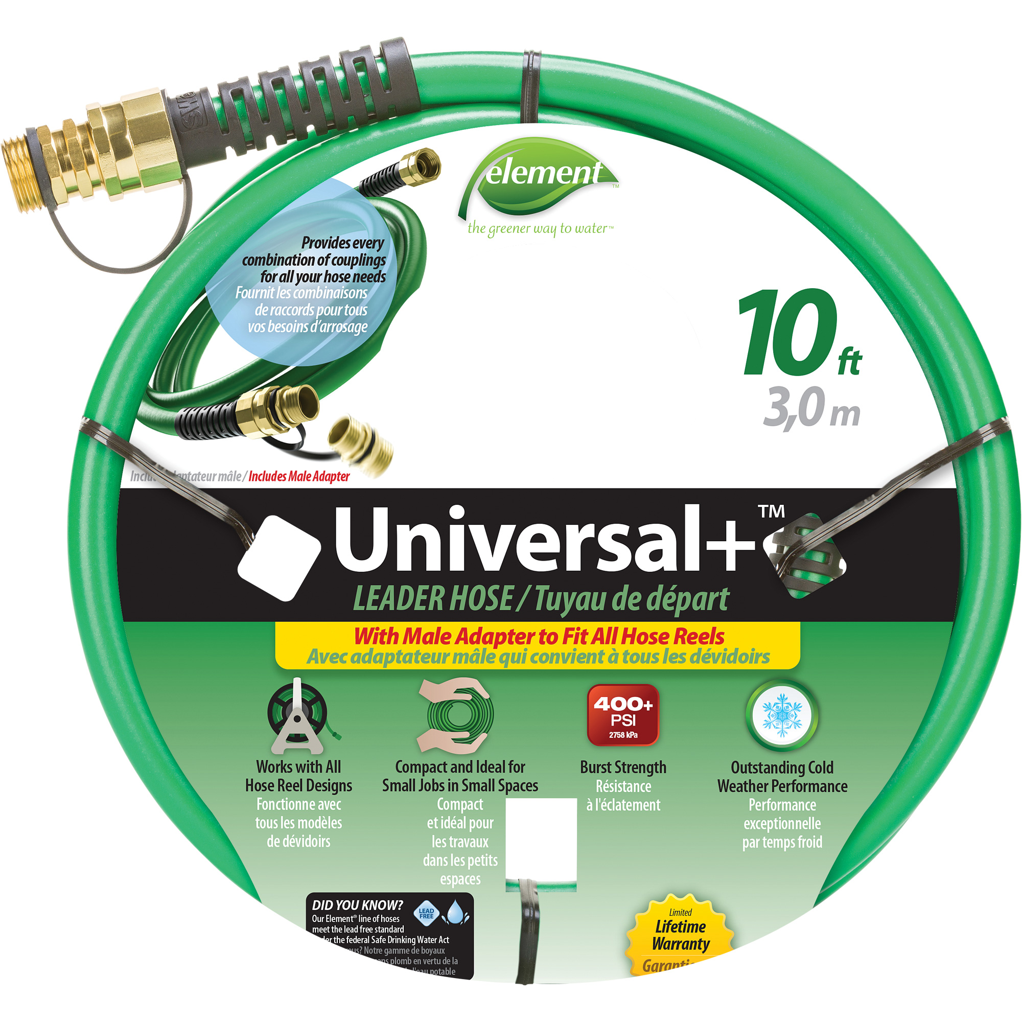 Tuyau Leader ElementMD Universal+MD, PVC, 1/2" dia x 10'