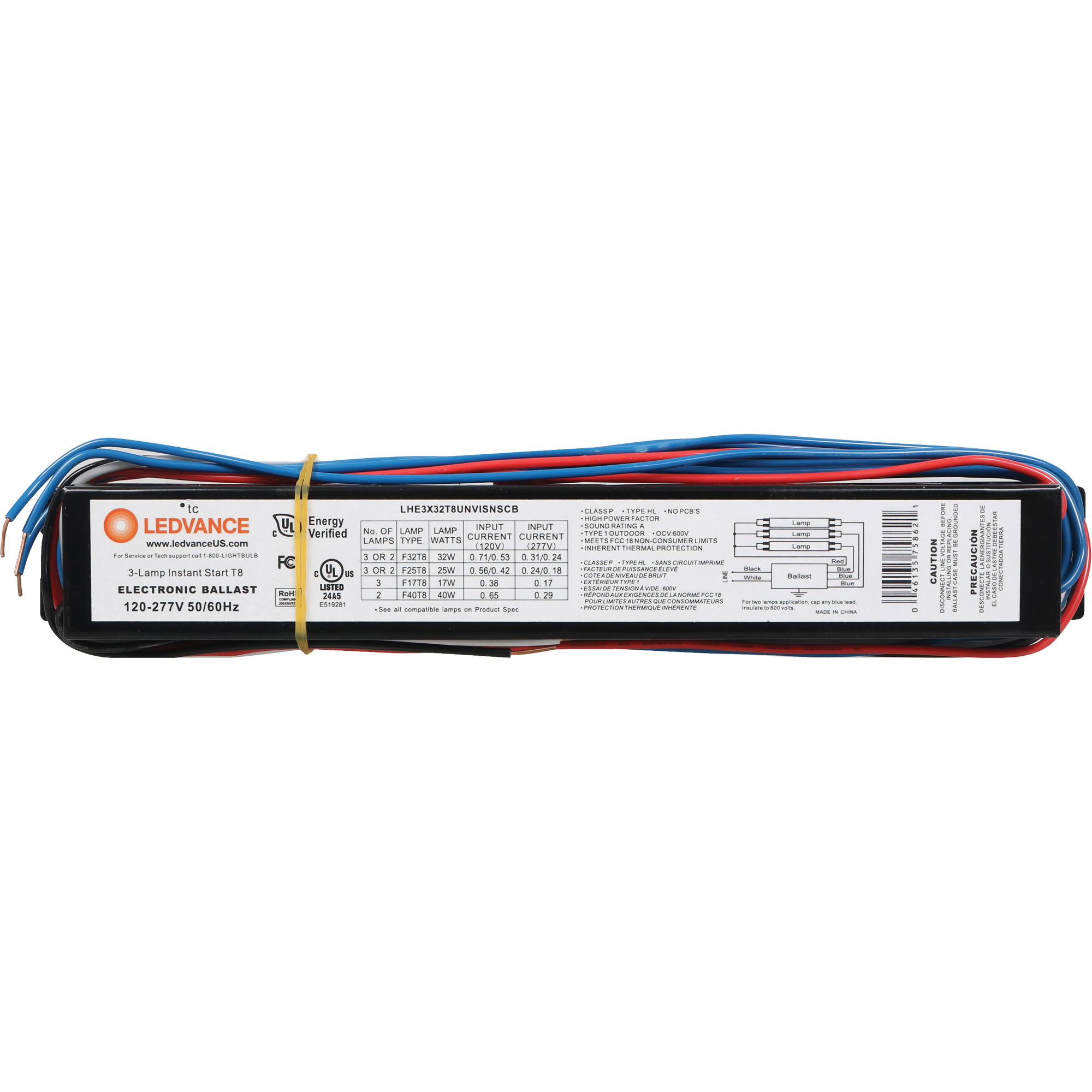 Ballast à 3 lampes fluorescentes T8
