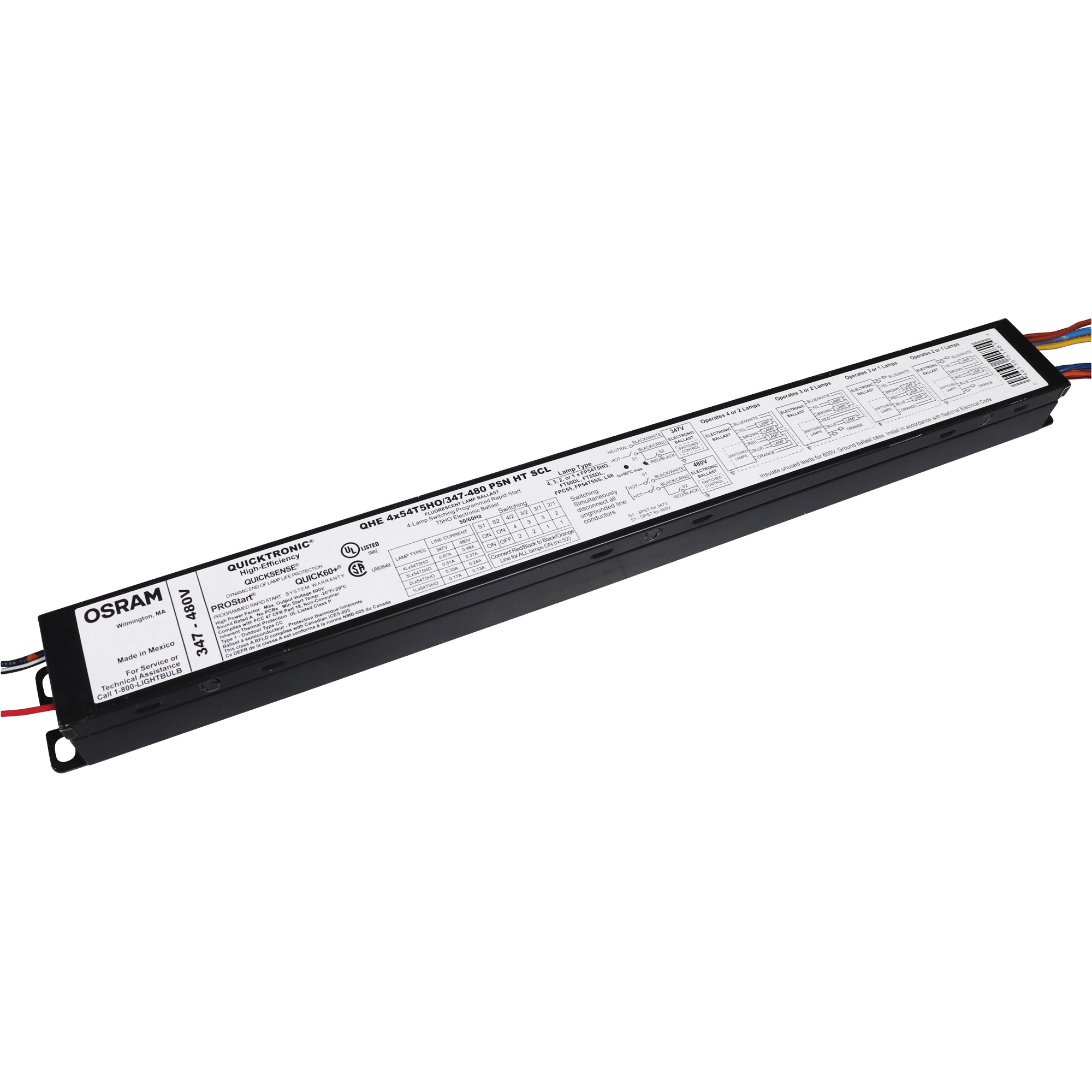Ballast électronique à quatre lampes T5HO QuickTronicMD ProStartMD