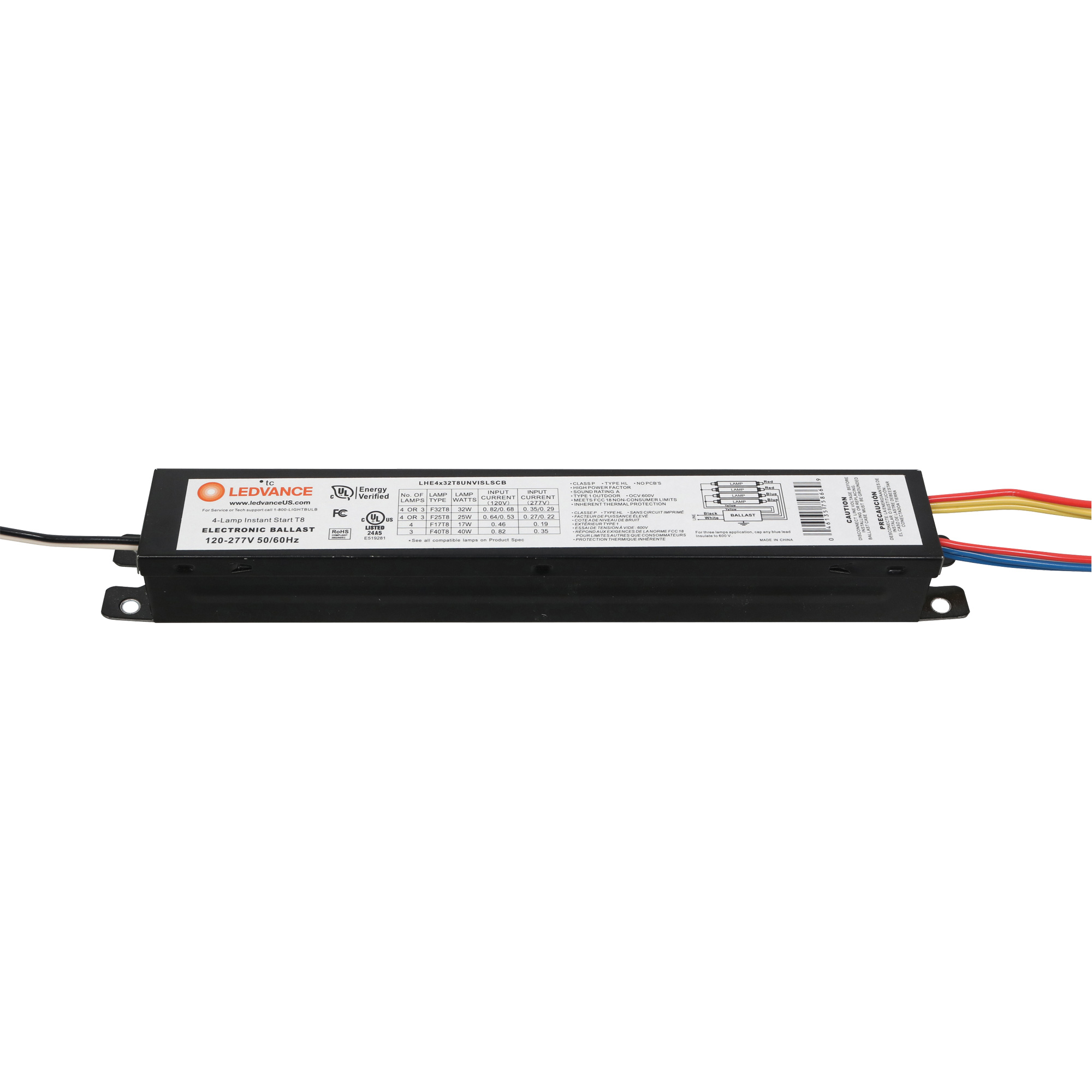 Ballast électronique UNV à quatre lampes T8 haute efficacité à allumage instantané