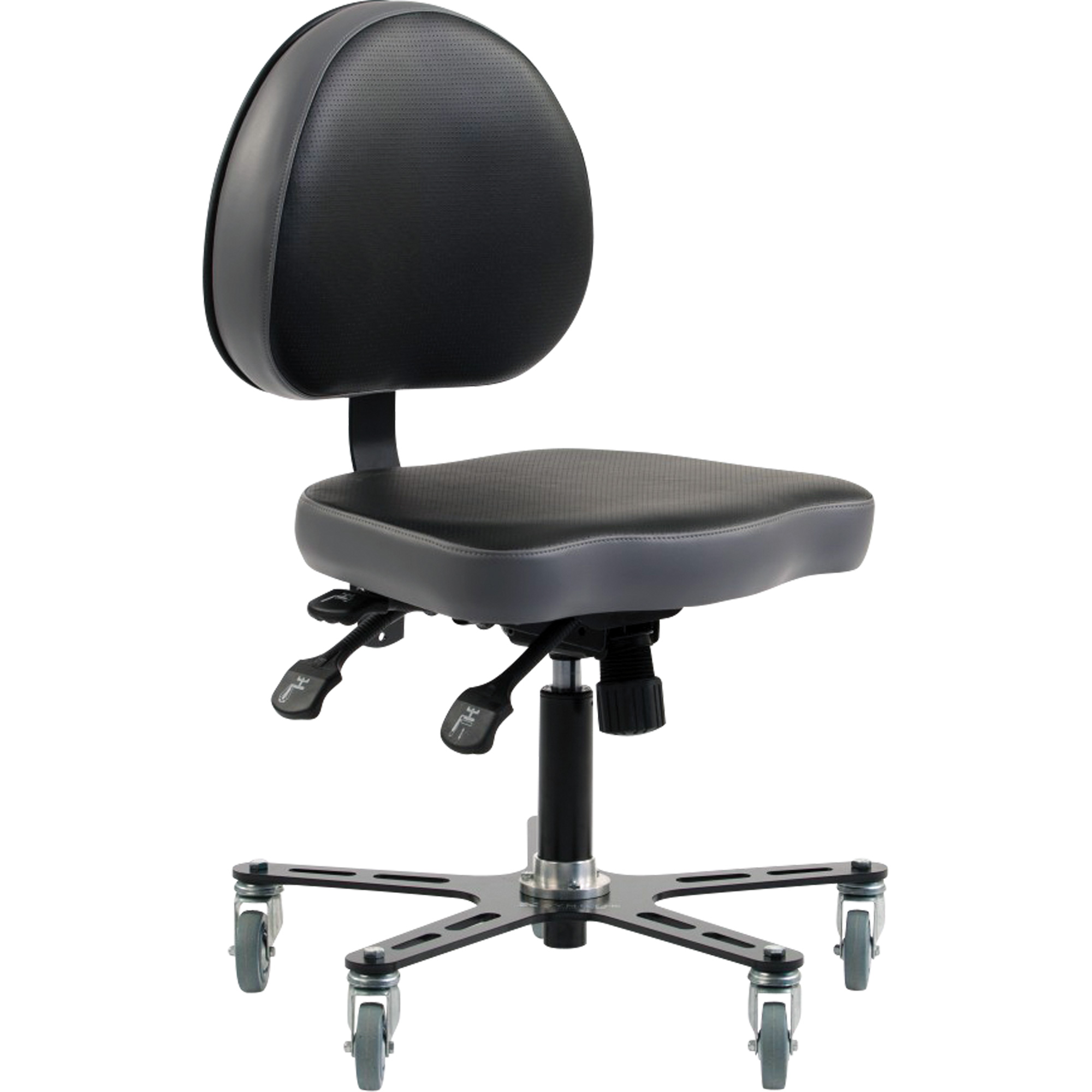 Chaise ergonomique à inclinaison réglable SF180, Mobile, Ajustable, Vinyle Siège, Noir/gris