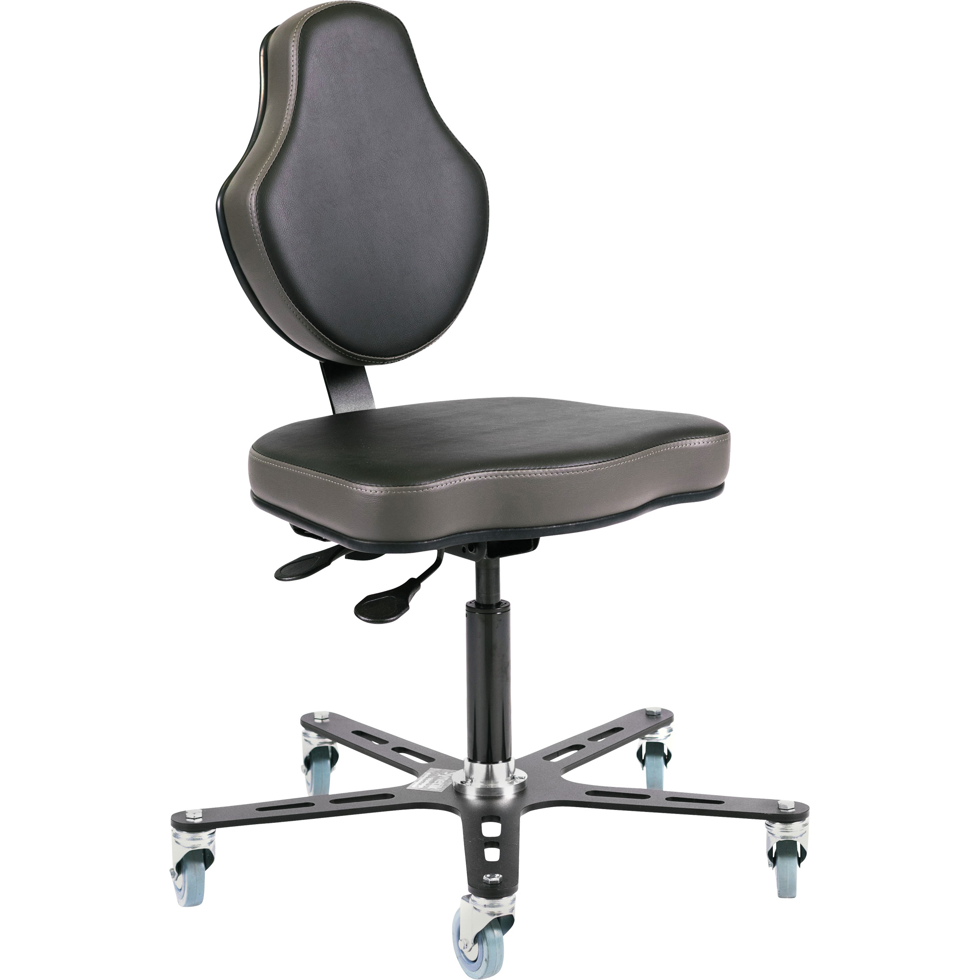 Chaise ergonomique à inclinaison réglable Vega, Mobile, Ajustable, Vinyle Siège, Noir/gris