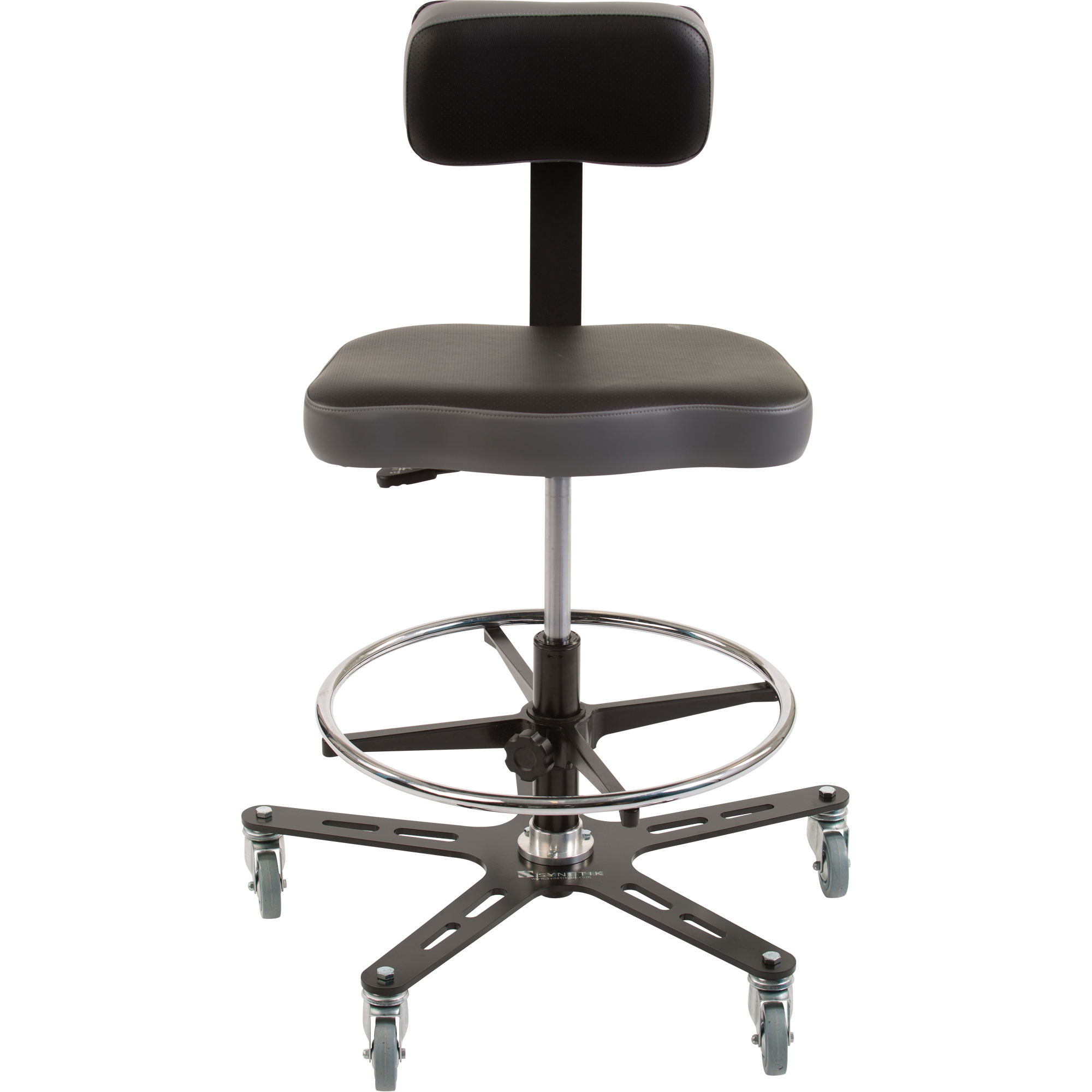 Chaise ergonomique industrielle TF160, Mobile, Ajustable, 20-1/2" - 28-1/2", Vinyle Siège, Noir/gris