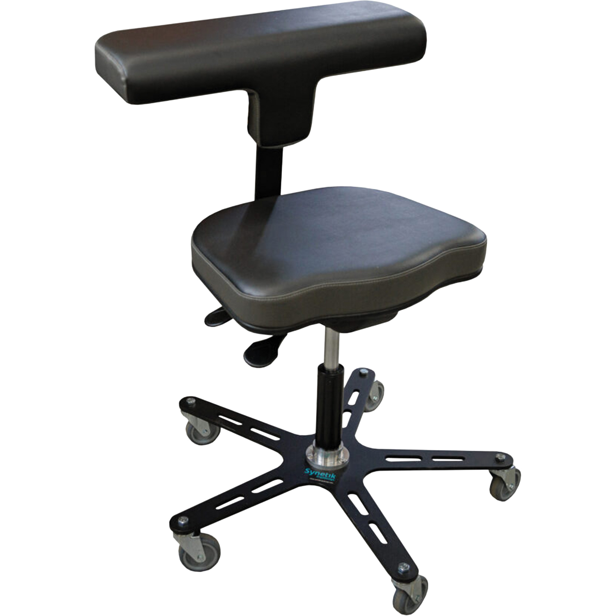 Chaise ergonomique industrielle VEGA-T, Mobile, Ajustable, Vinyle Siège, Noir