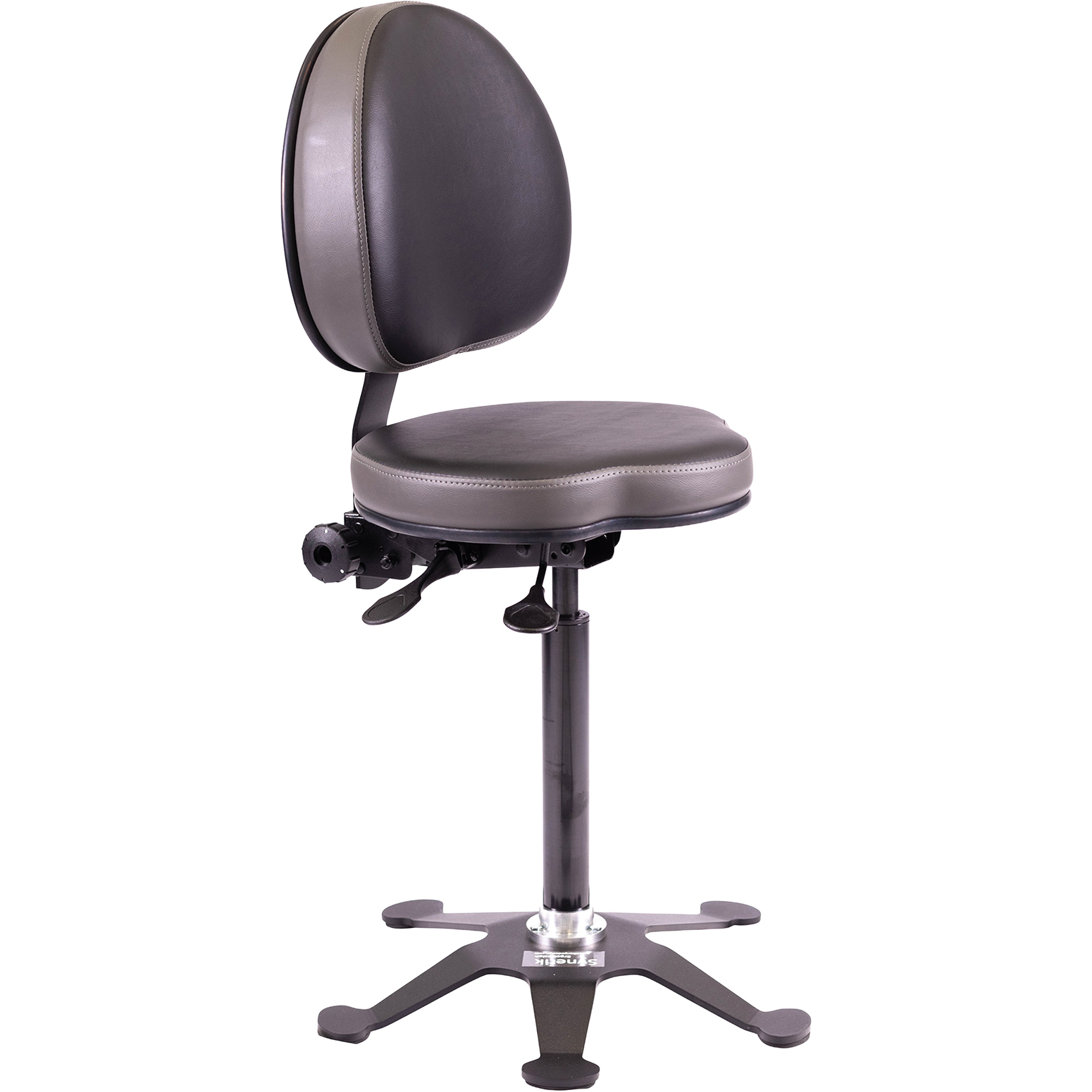 Tabouret industriel ergonomique TA190, Stationnaire, Ajustable, Vinyle Siège, Noir