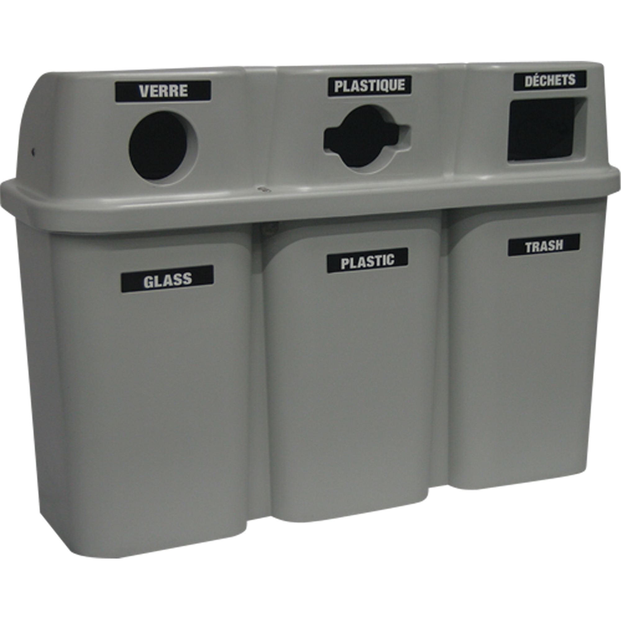 Contenants de recyclage BullseyeMC, Bord de rue, Plastique, 3 x 22 gal. US