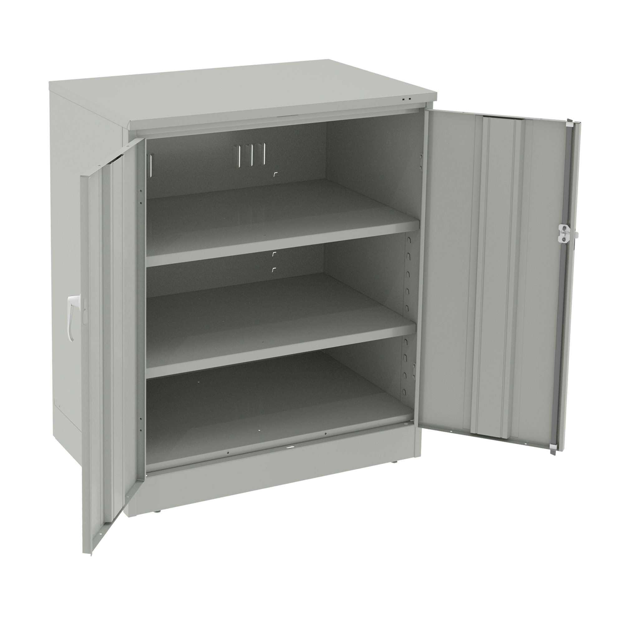 Armoire à hauteur de comptoir de luxe, Acier, 2 Tablettes, 42" h x 36" la x 24" P, Gris pâle