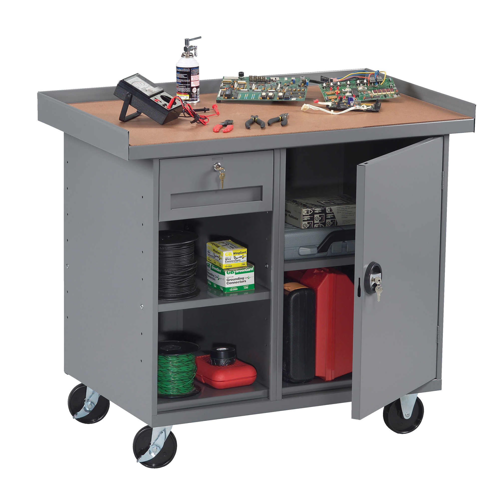 Armoire pour établi mobile, Stratifié Surface