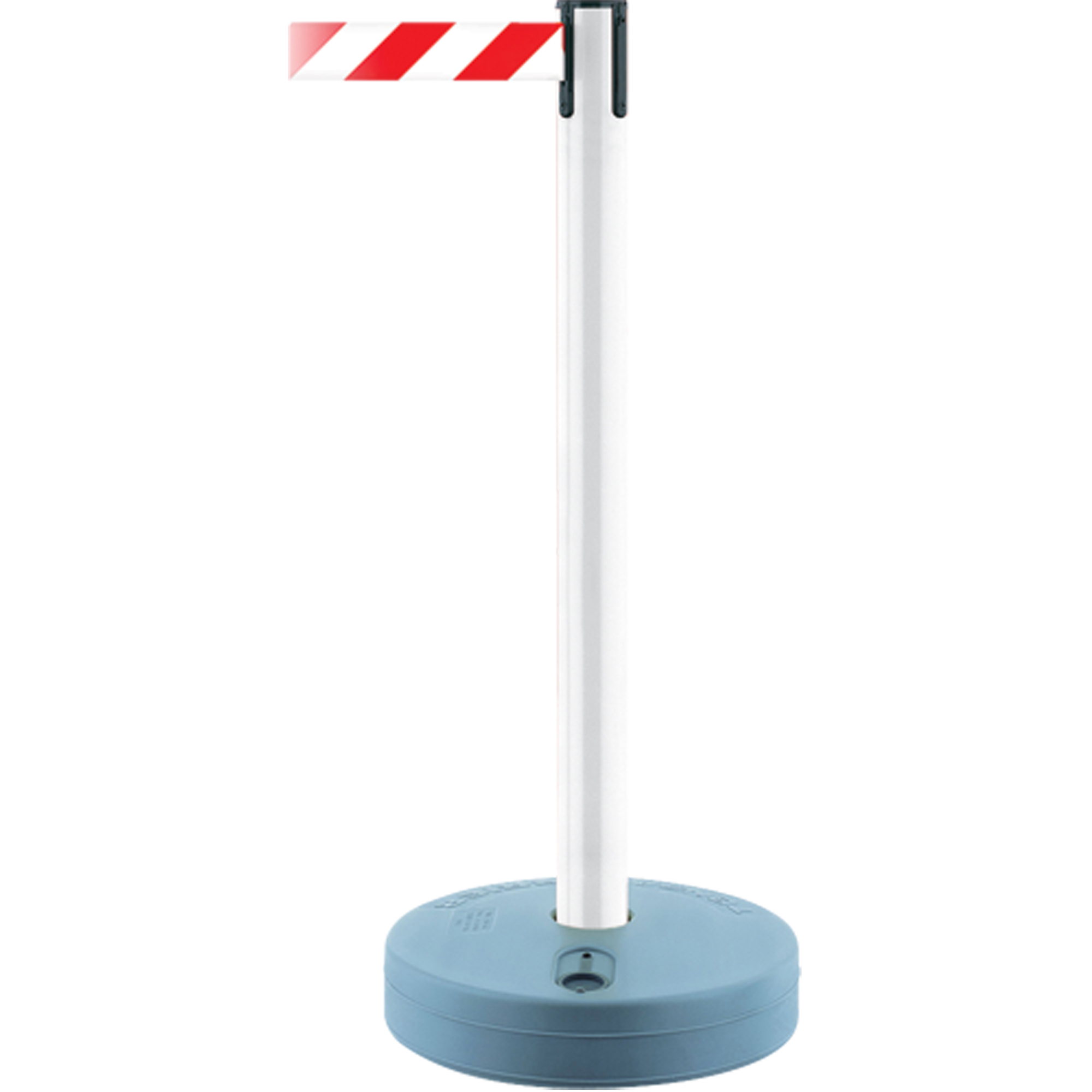Montant extérieur pour barrière TensaBarrierMD, Plastique, 37" h, Ruban Blanc/Rouge, Longueur du ruban 13'