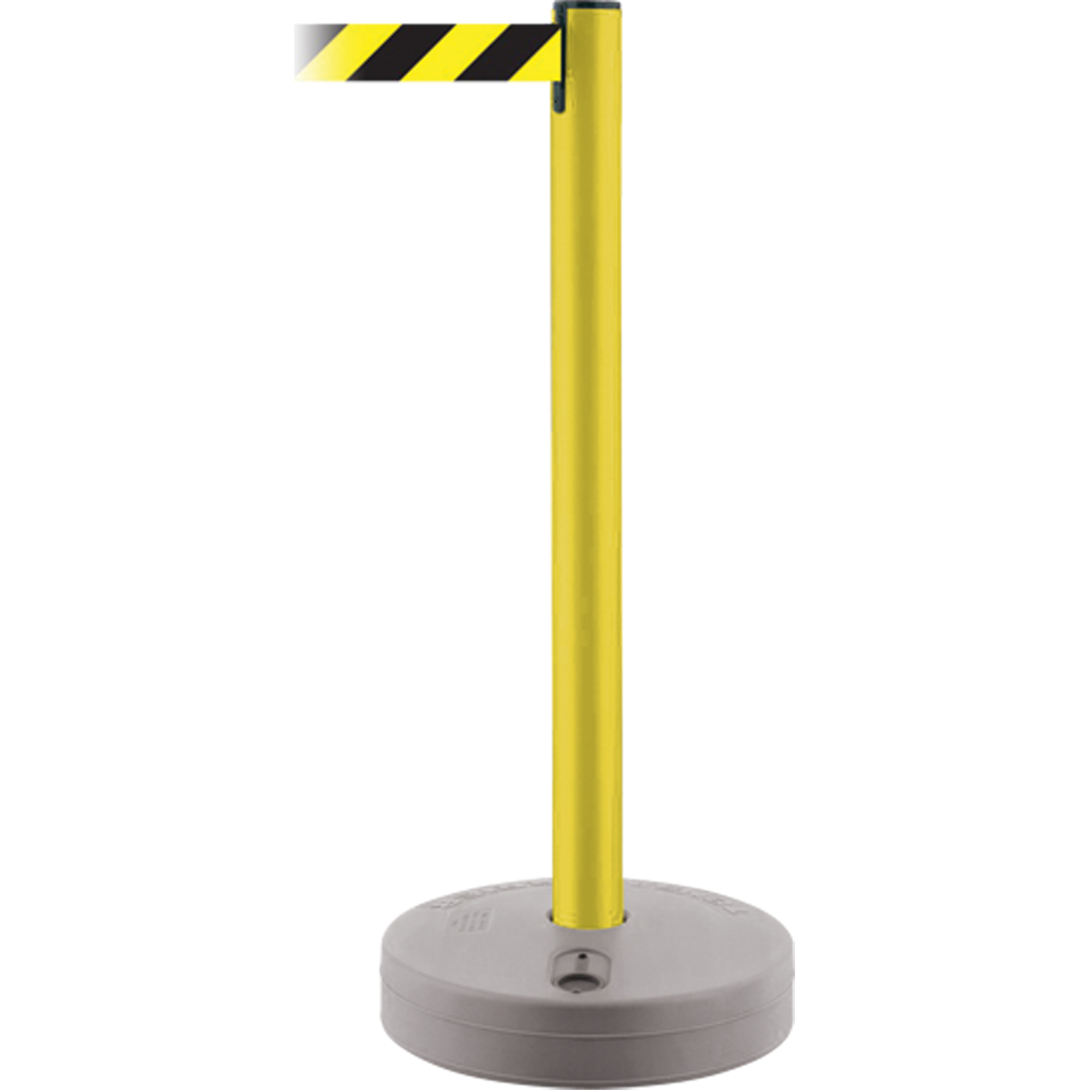 Montant extérieur pour barrière TensaBarrierMD, Plastique, 37" h, Ruban Noir/Jaune, Longueur du ruban 13'