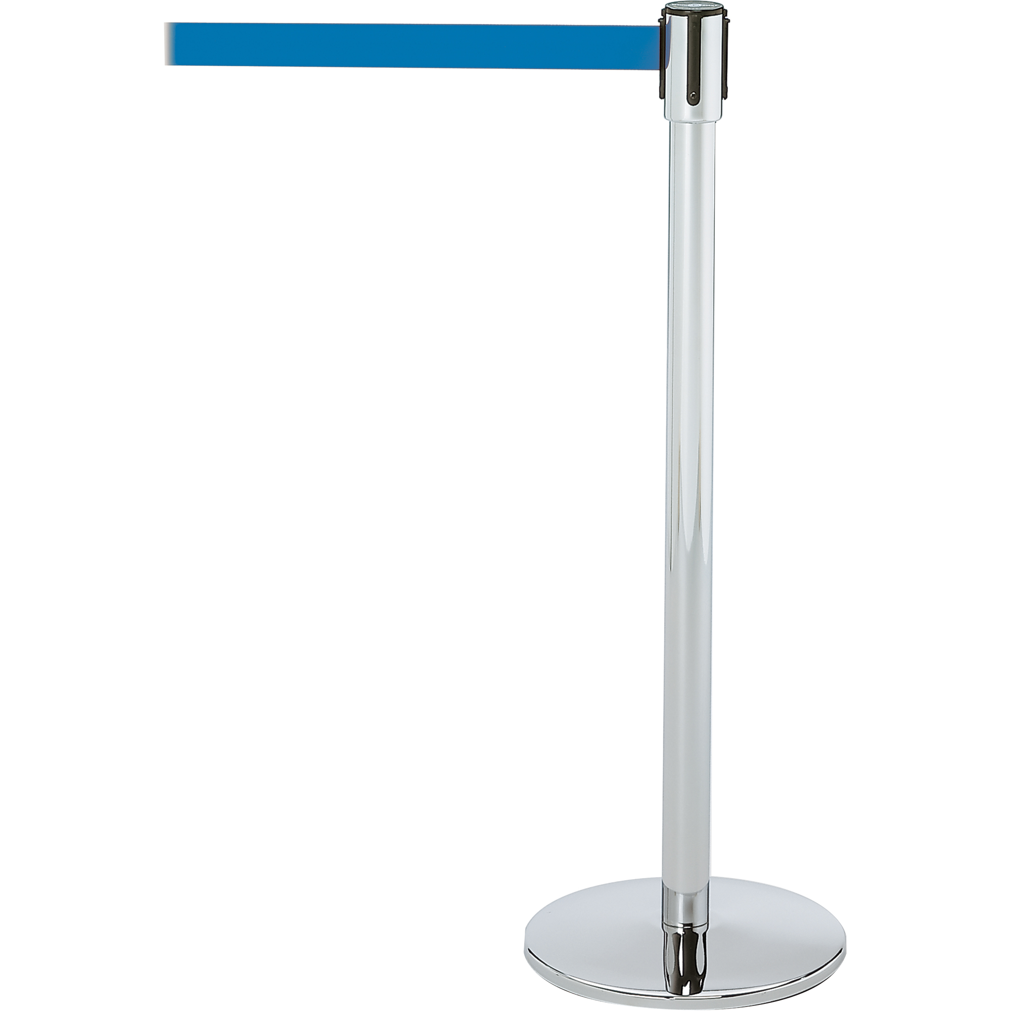 Montant pour barrière Slimline TensaBarrierMD, Acier, 38" h, Ruban Bleu, Longueur du ruban 7,5'