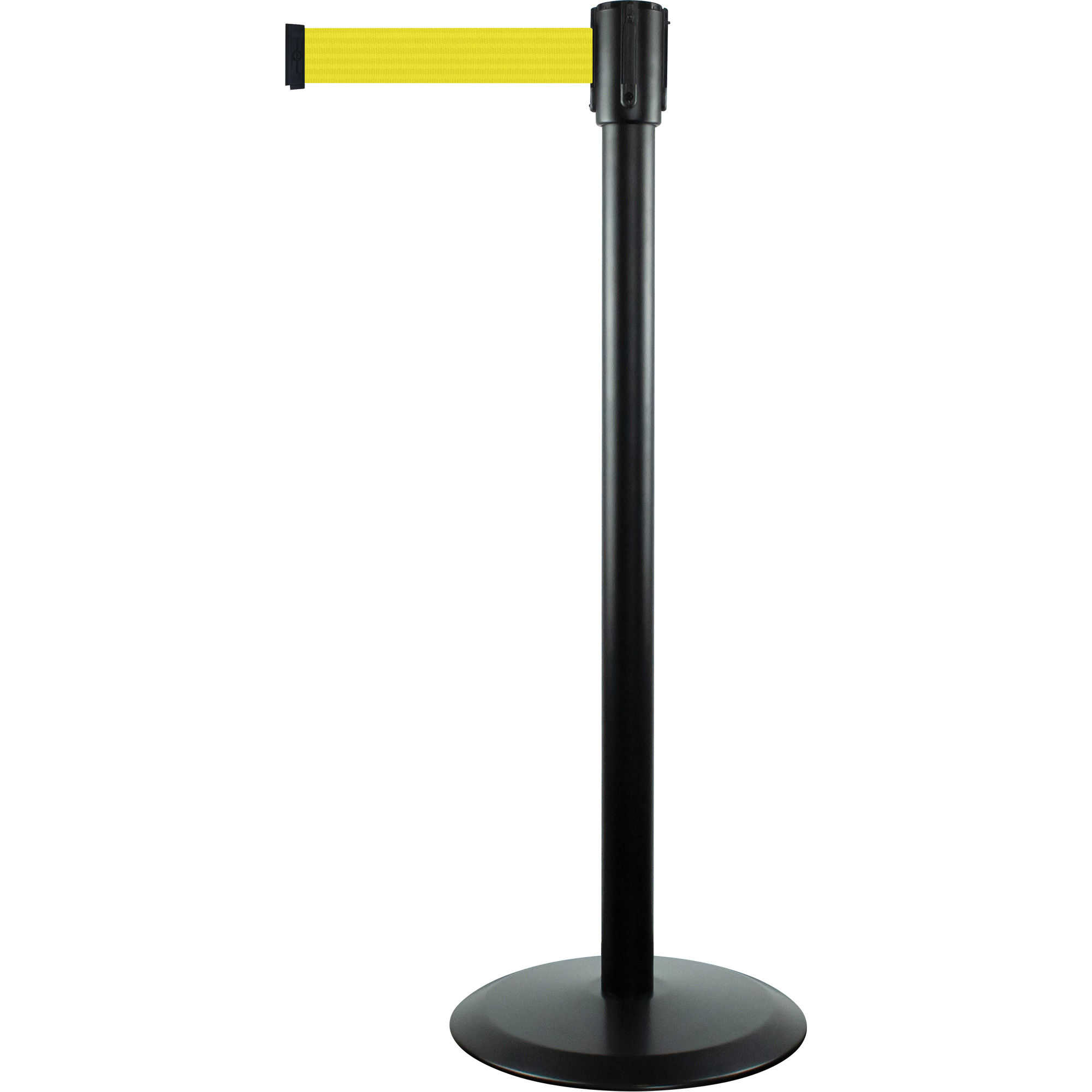 Montant pour barrière Slimline TensaBarrierMD, Acier, 38" h, Ruban Jaune, Longueur du ruban 7,5'