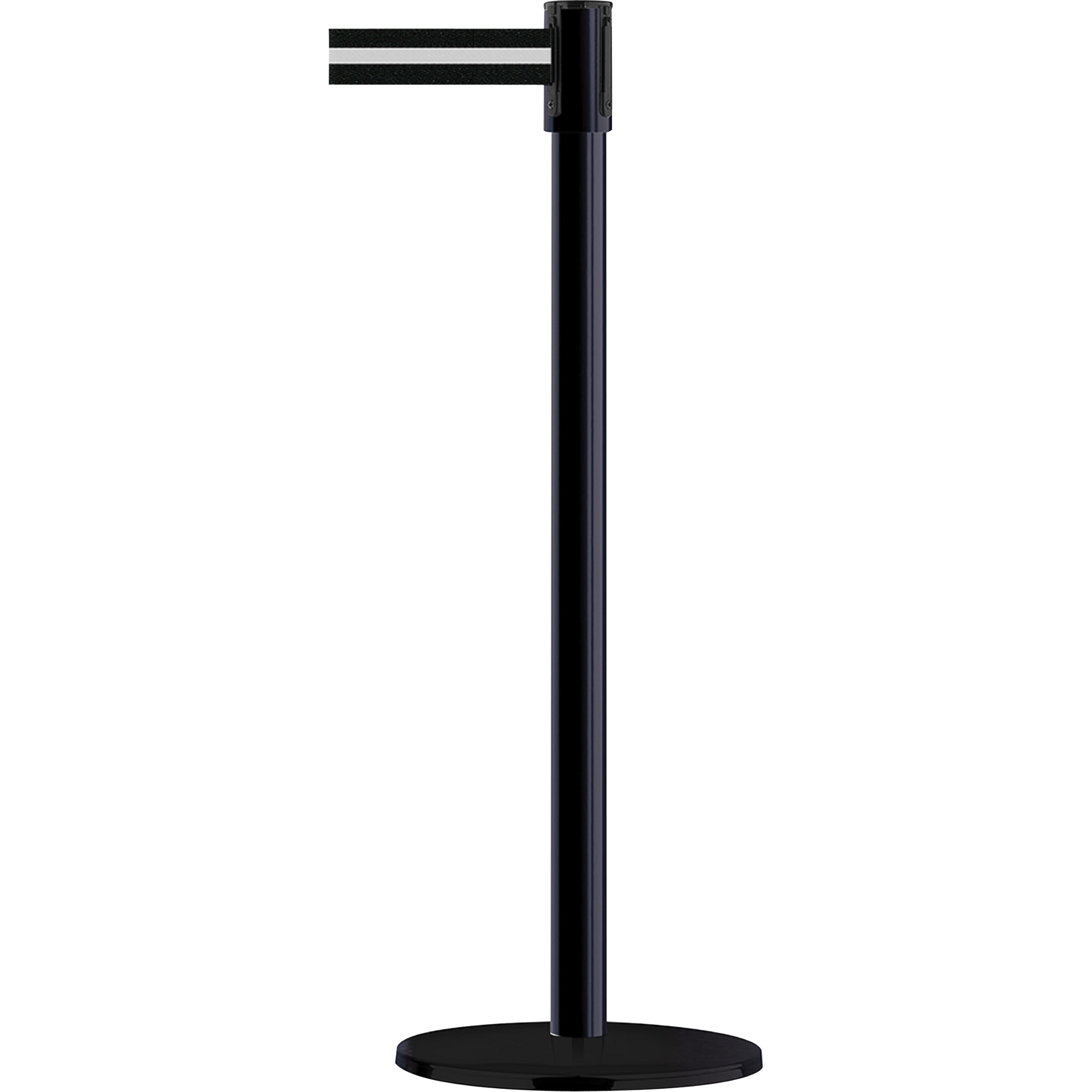 Montant pour barrière Slimline TensaBarrierMD, Acier, 38" h, Ruban Noir/Blanc, Longueur du ruban 7,5'