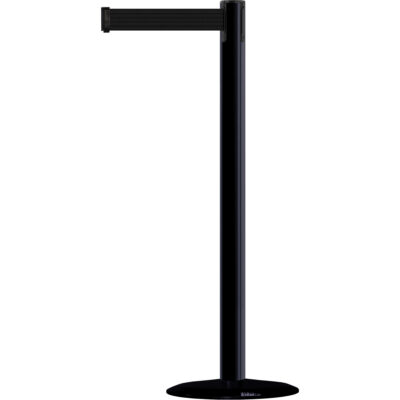 Poteau marin, Acier, 38" h, Ruban Noir, Longueur du ruban 13'