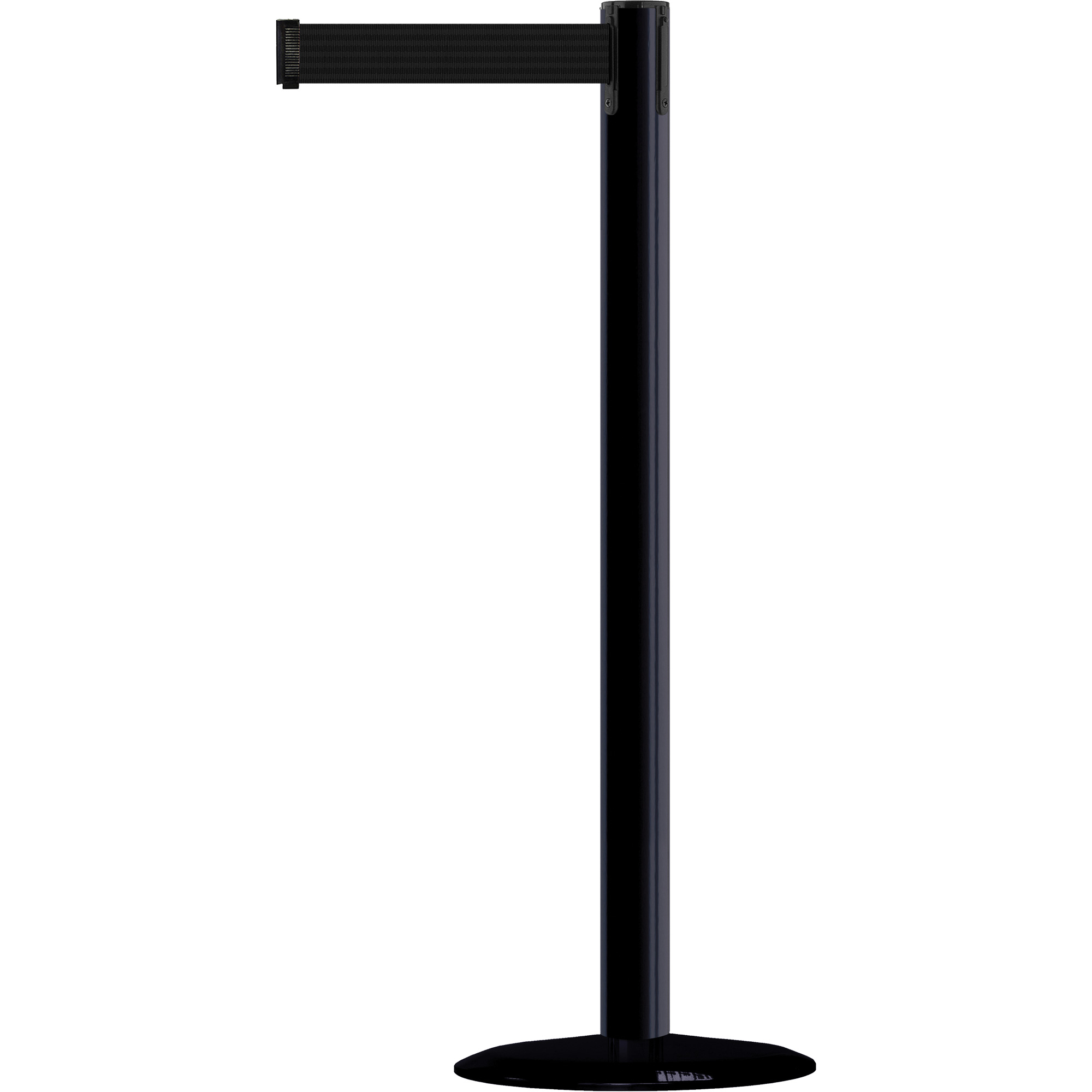 Poteau marin, Acier, 38" h, Ruban Noir, Longueur du ruban 13'