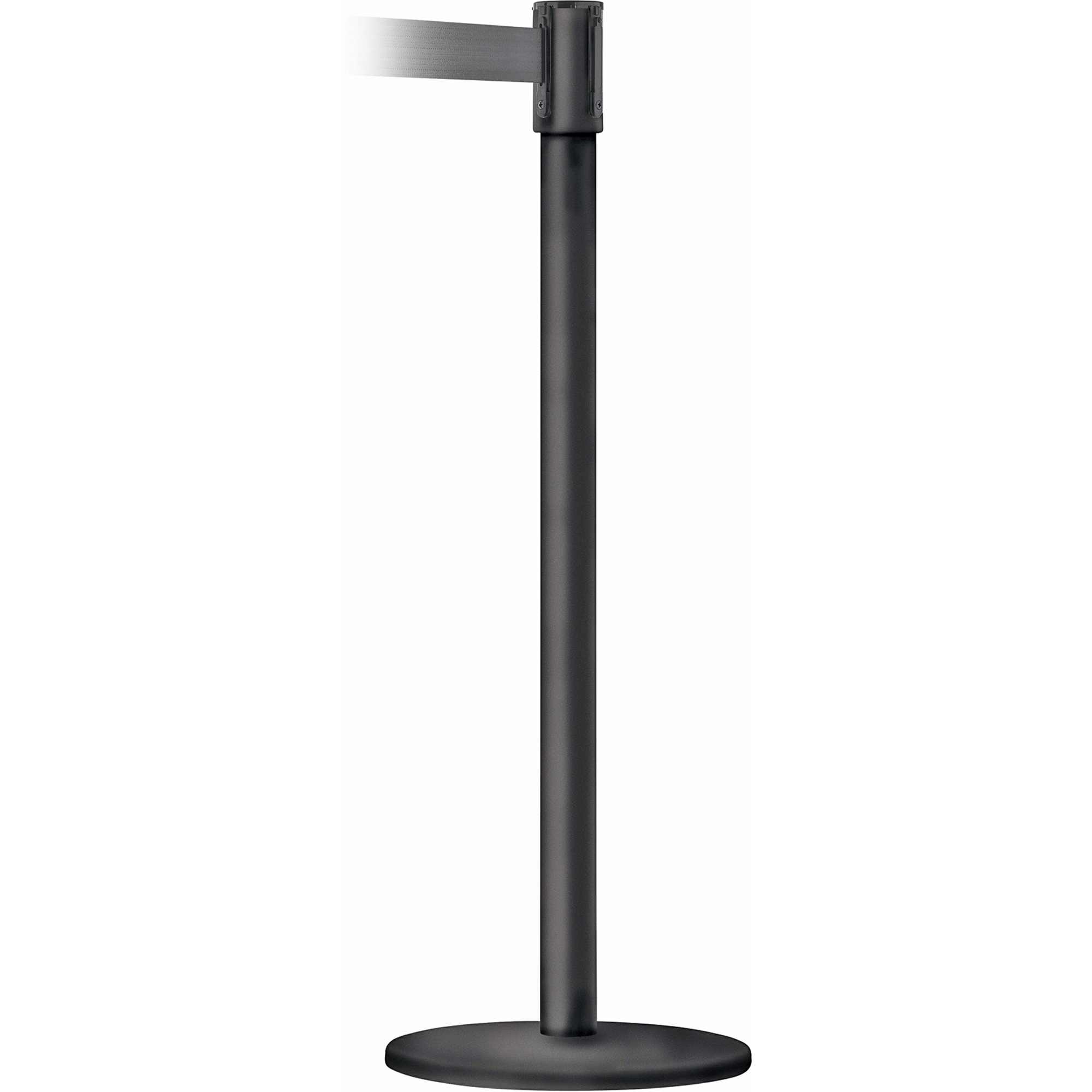 Montant pour barrière Slimline TensaBarrierMD, Acier, 38" h, Ruban Noir, Longueur du ruban 7,5'
