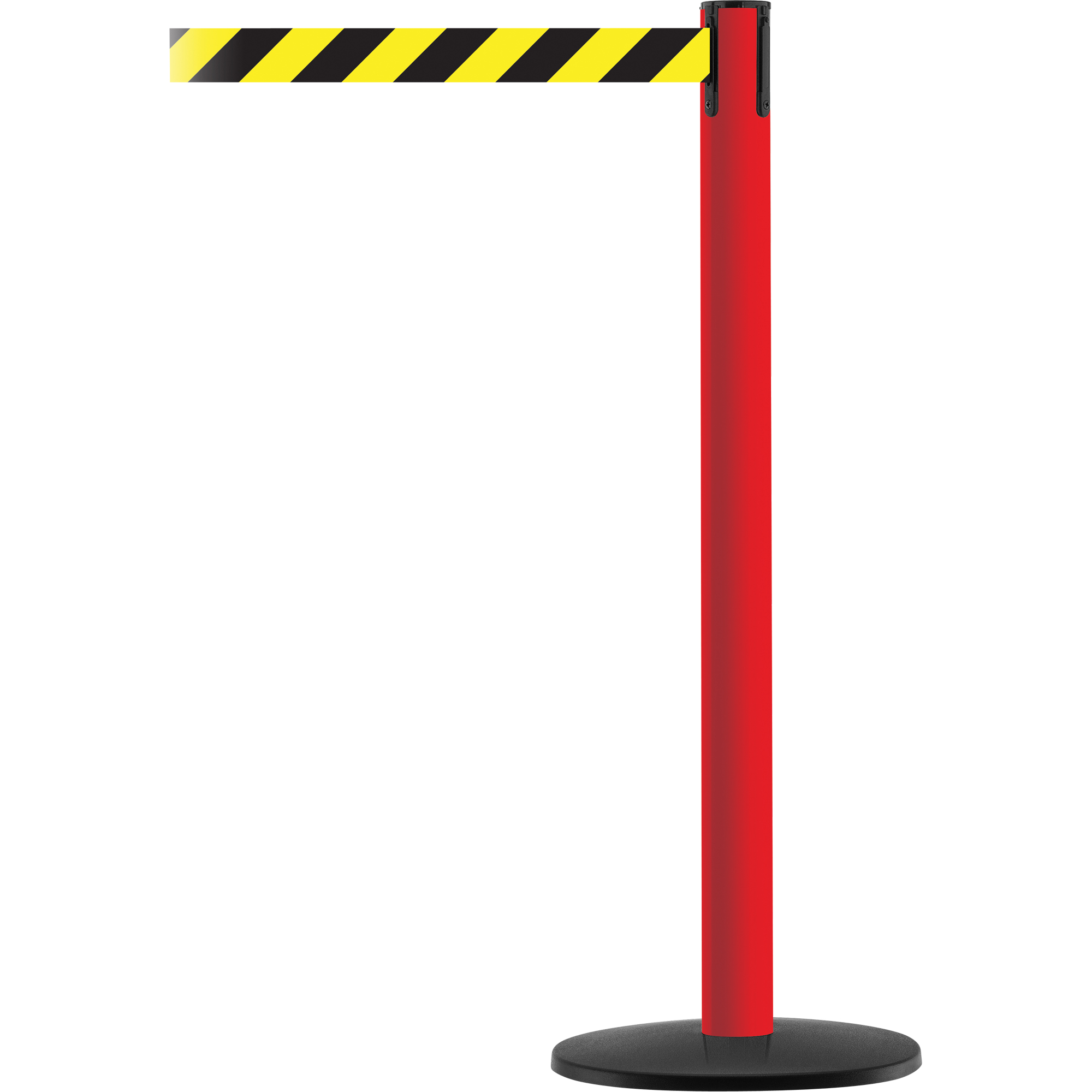 Montant pour système Advance TensaBarrierMD, Acier, 36" h, Ruban Noir/Jaune, Longueur du ruban 7,5'