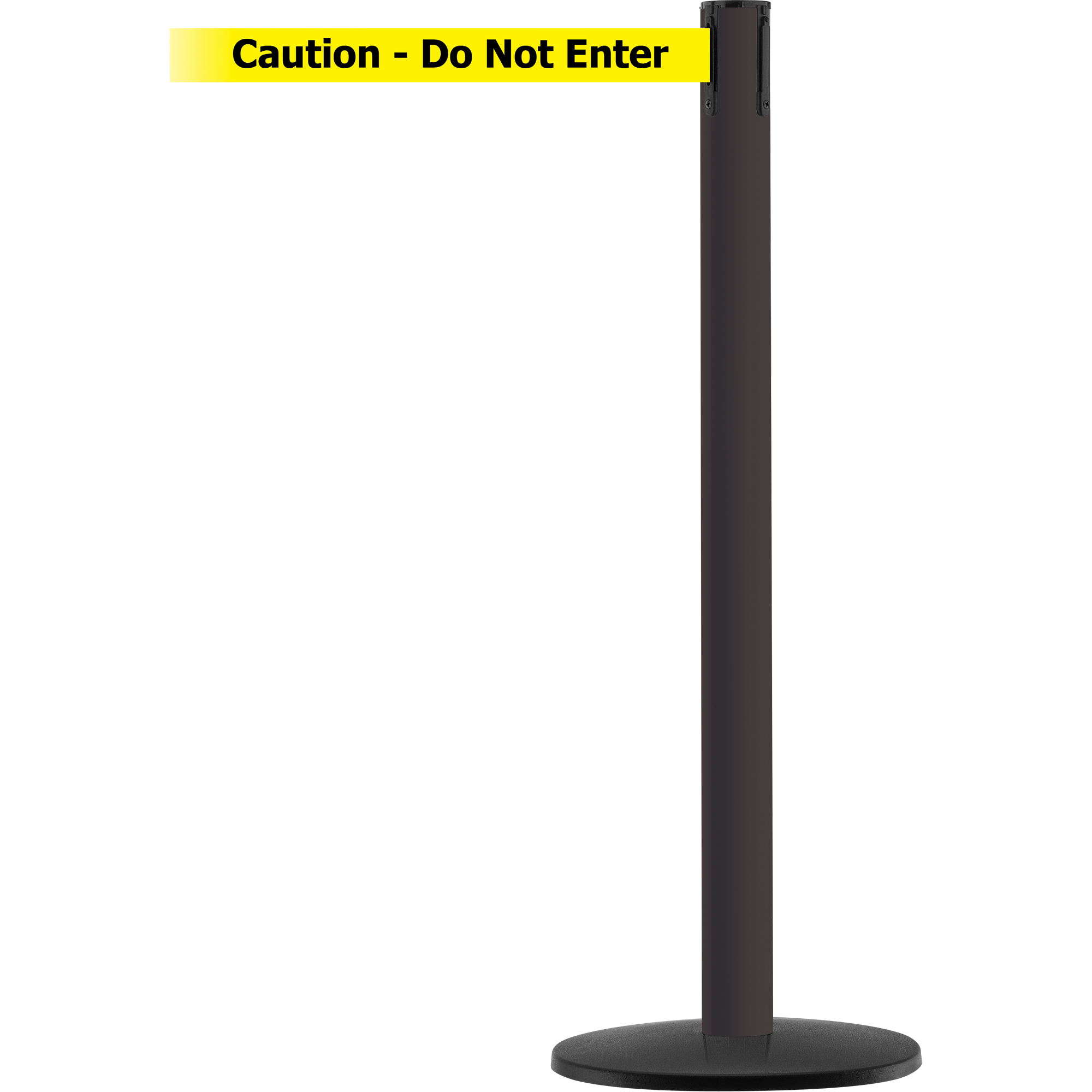 Montant pour système Advance TensaBarrierMD, Acier, 36" h, Ruban Noir/Jaune, Longueur du ruban 7,5'