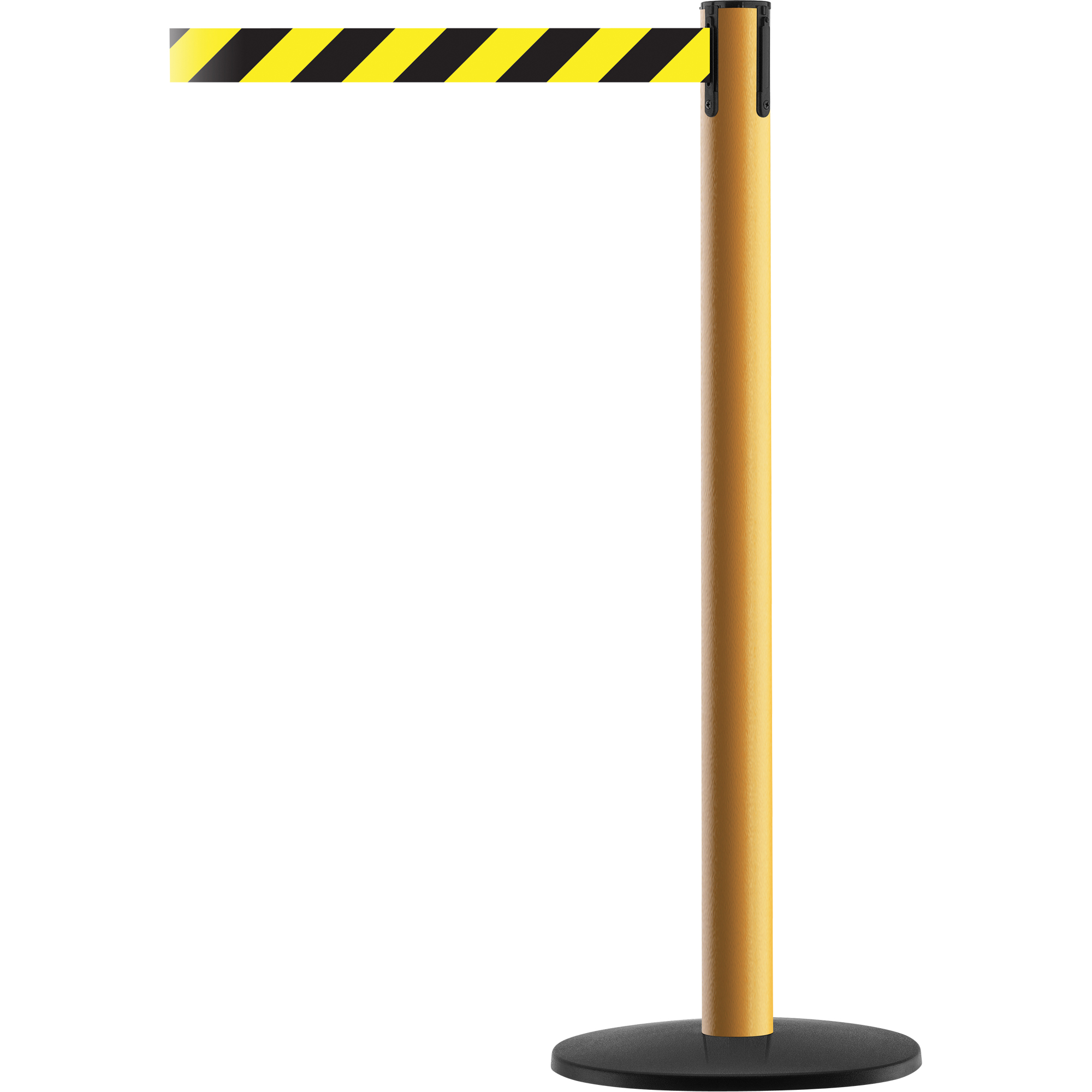 Montant pour système Advance TensaBarrierMD, Acier, 36" h, Ruban Noir/Jaune, Longueur du ruban 7,5'