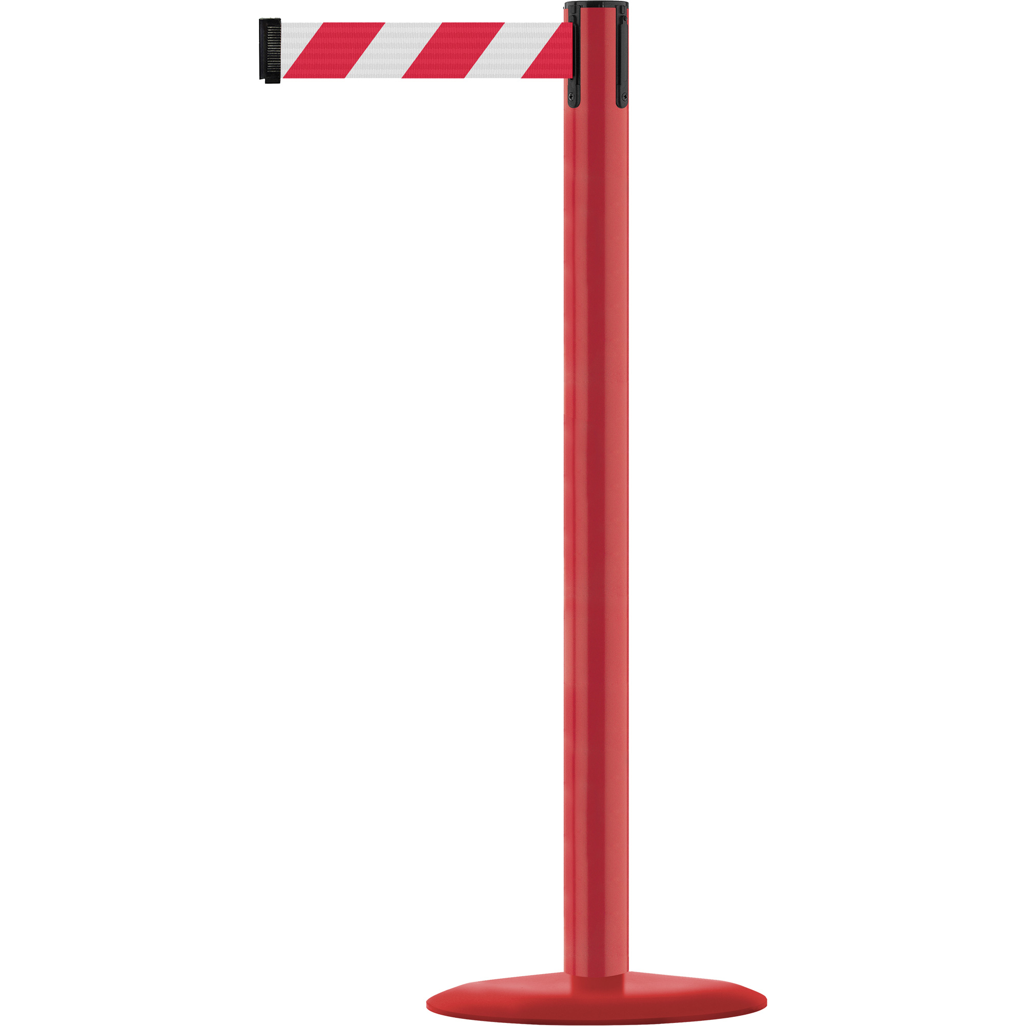 Poteau marin, Acier, 38" h, Ruban Blanc/Rouge, Longueur du ruban 13'