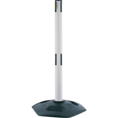 Poteau receveur robuste à ligne double, Hauteur de 38", Blanc