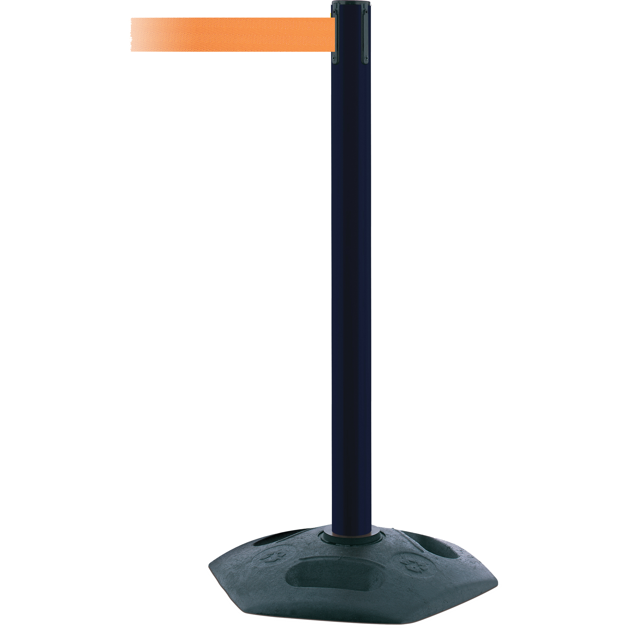 Poteau robuste à ligne simple, Plastique, 38" h, Ruban Orange, Longueur du ruban 13'